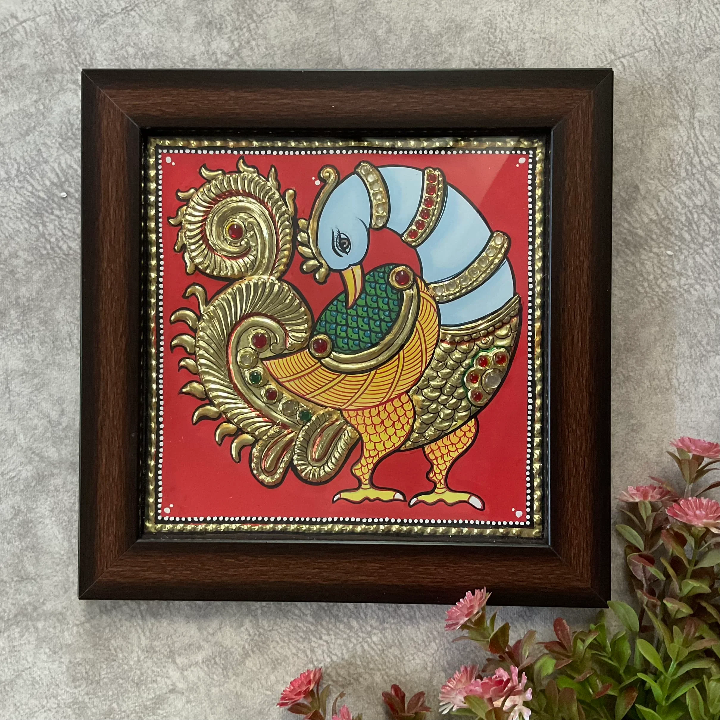 Bird Tanjore Painting (Set of 3) Traditional Wall Art