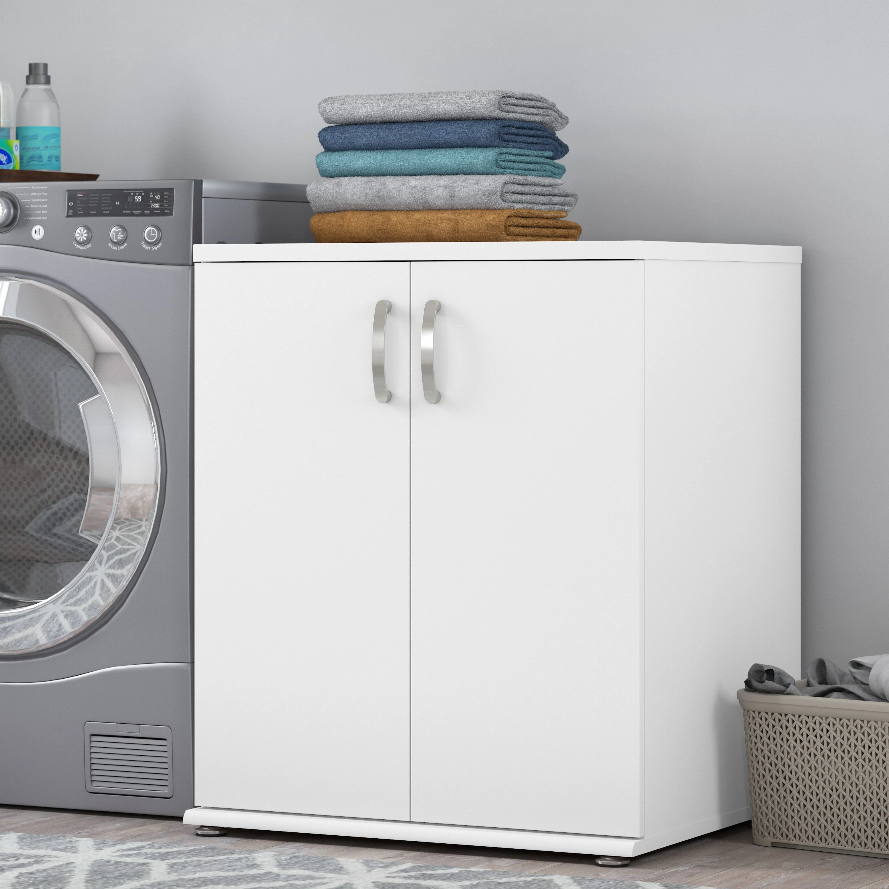 Universal Laundry Room Storage Cabinet with Doors and Shelves
