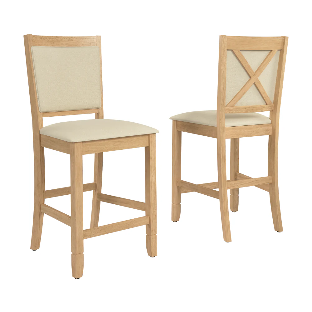 Bush Home Key West Upholstered Cross Back Dining Counter Stool - Set of 2