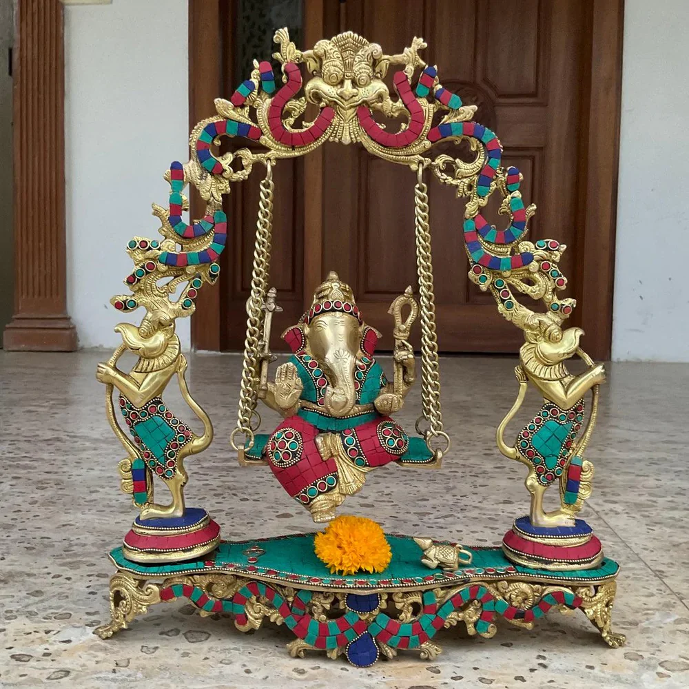 Ganesha Swing Yali Decorative Brass Idol and Statue
