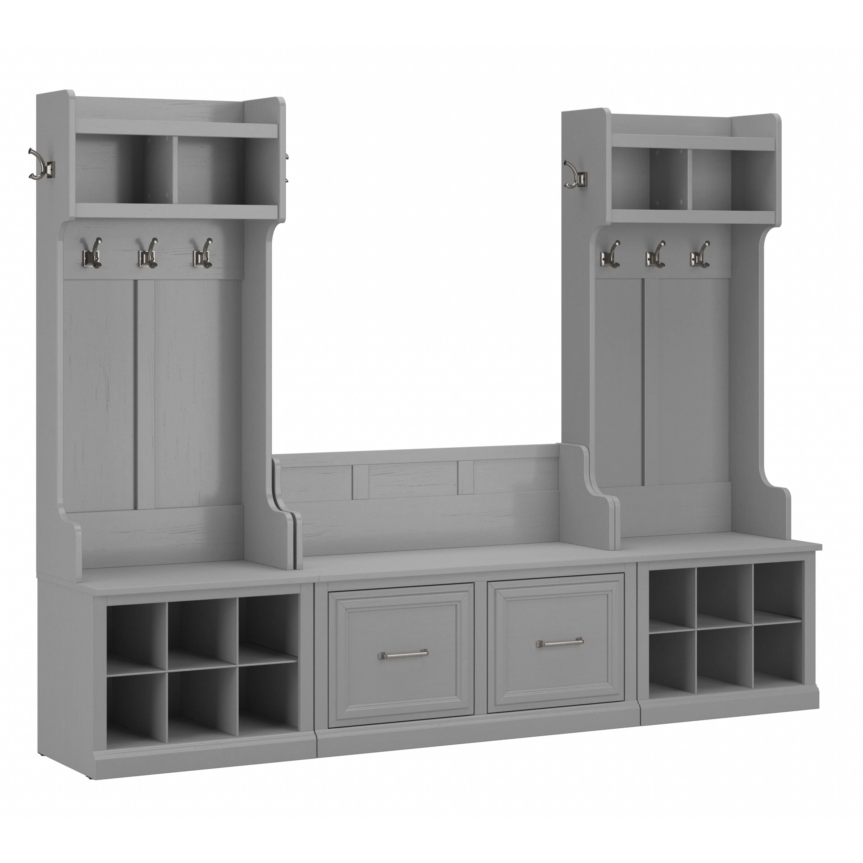 Woodland Entryway Storage Set with Hall Trees and Shoe Bench with Doors