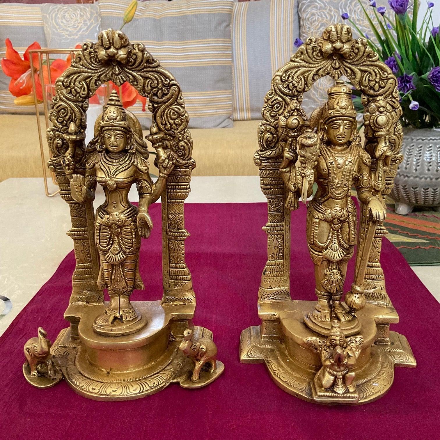 Lord Vishnu Lakshmi Brass Idol - Decorative Home Decor