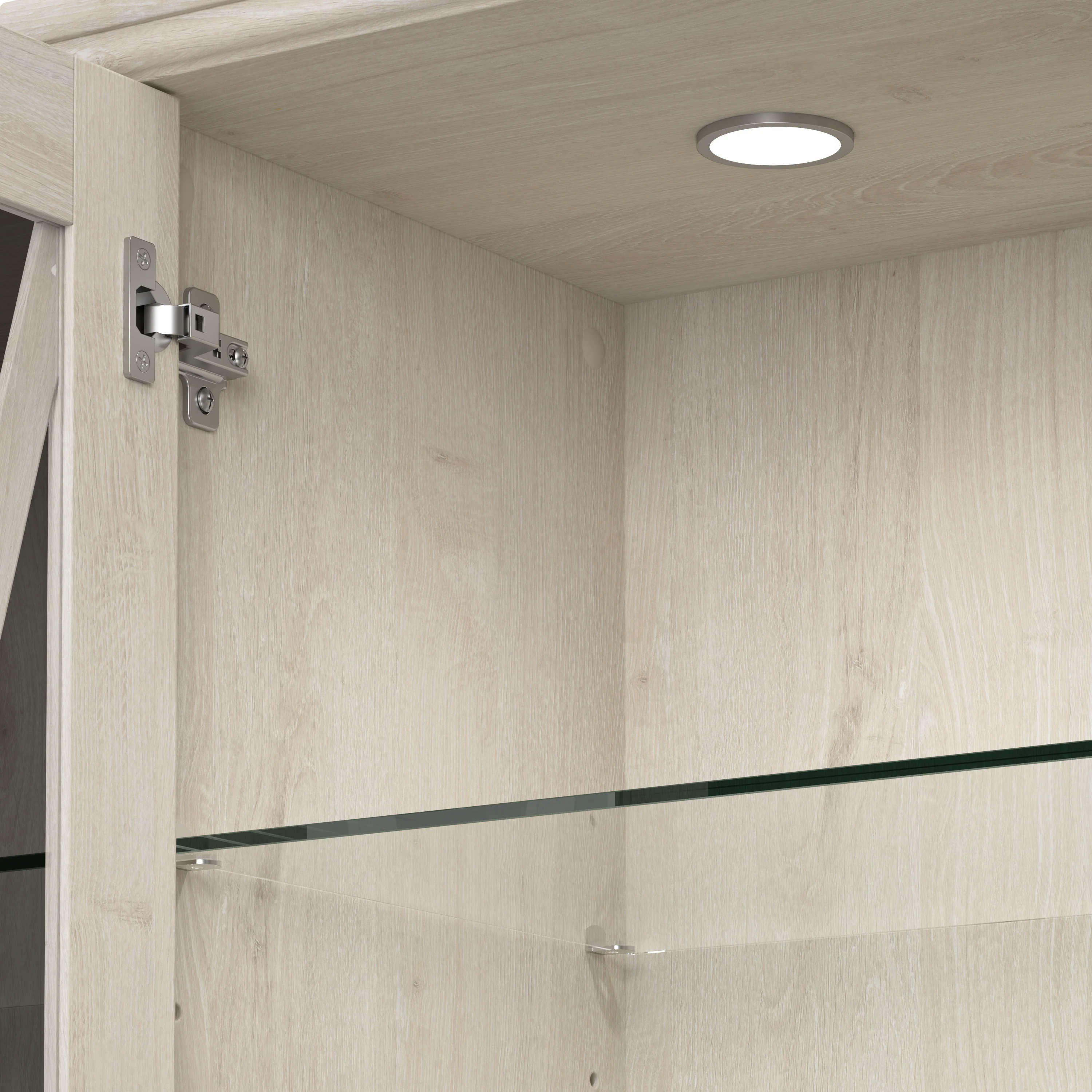 Lennox Farmhouse Curio Cabinet with Glass Doors and Shelves