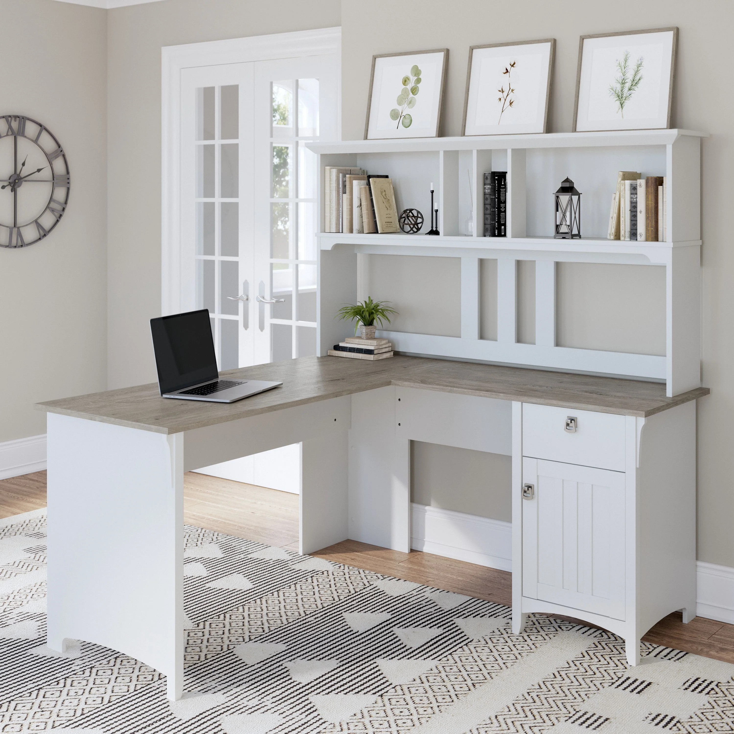 Salinas 60W L Shaped Desk with Hutch
