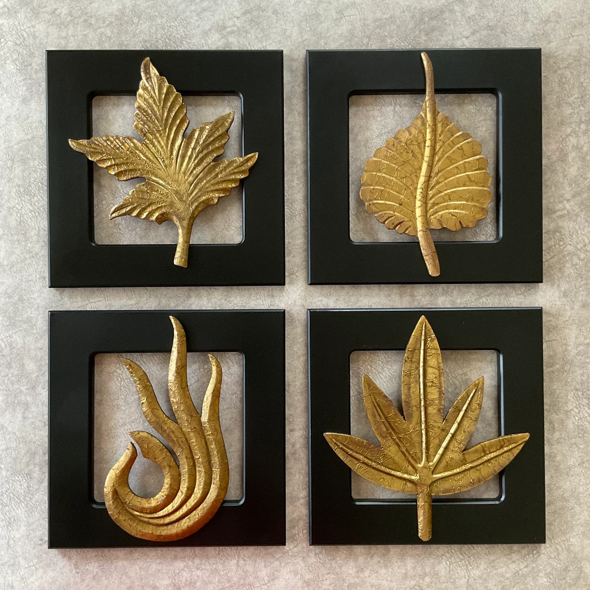 Brass Leaf Wall Hanging (Set of 4)