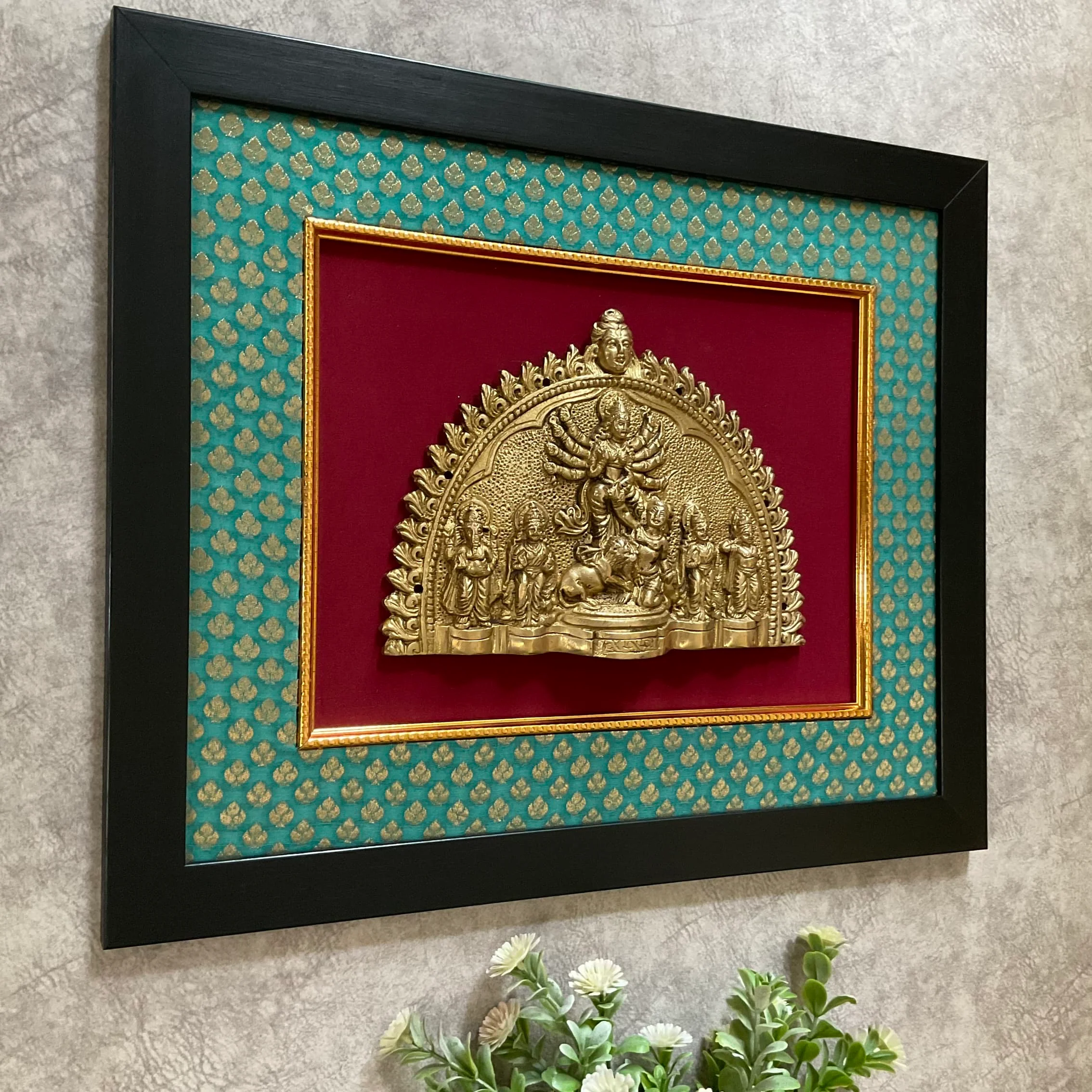 Brass Durga Mahishasura Mardini Divine Wall Hanging