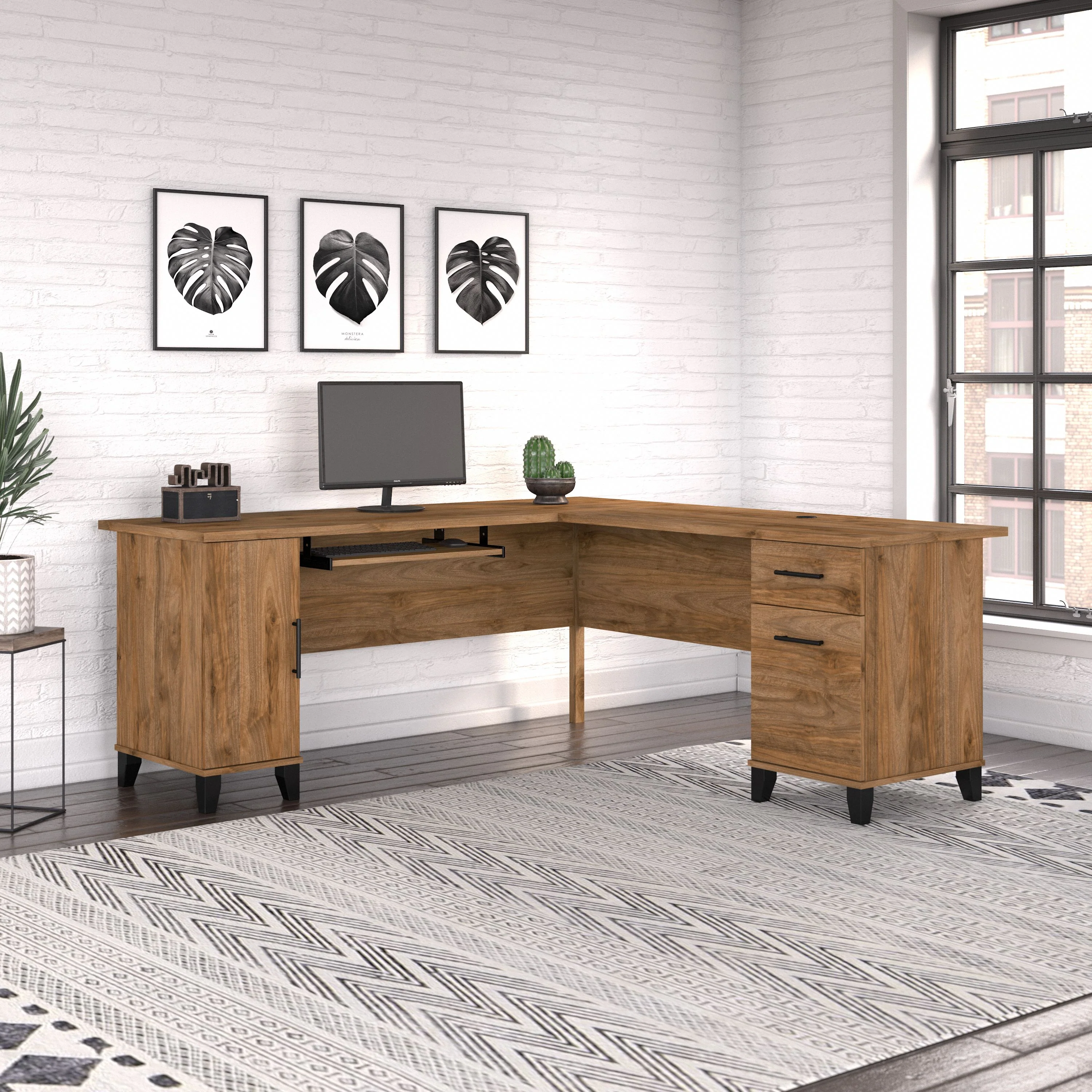 Somerset 72W L Shaped Desk with Storage