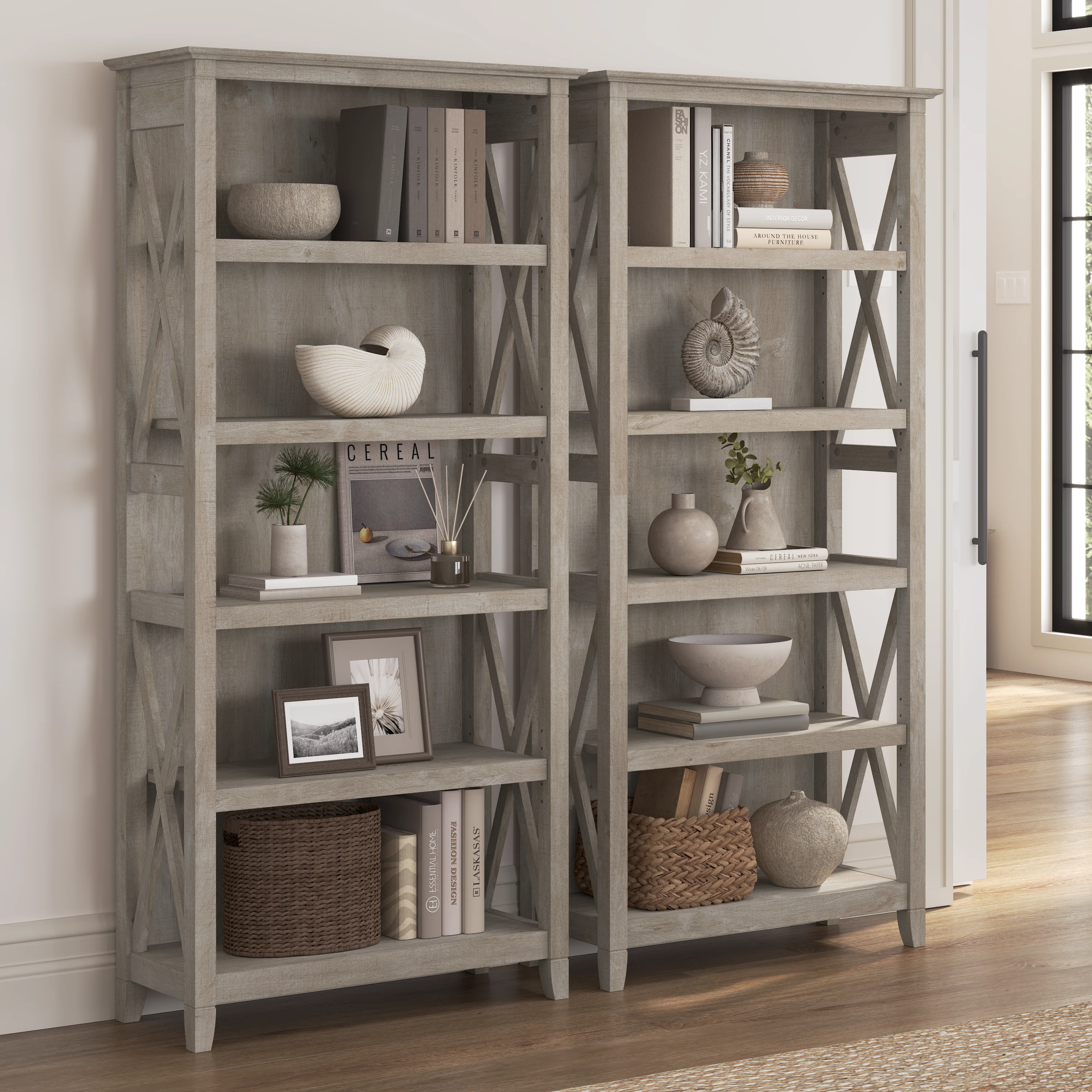 Key West 5 Shelf Bookcase Set