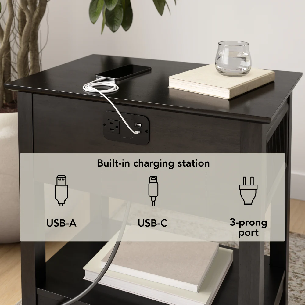 Bush Home Camille Fluted Lift Top Coffee Table and End Tables Set