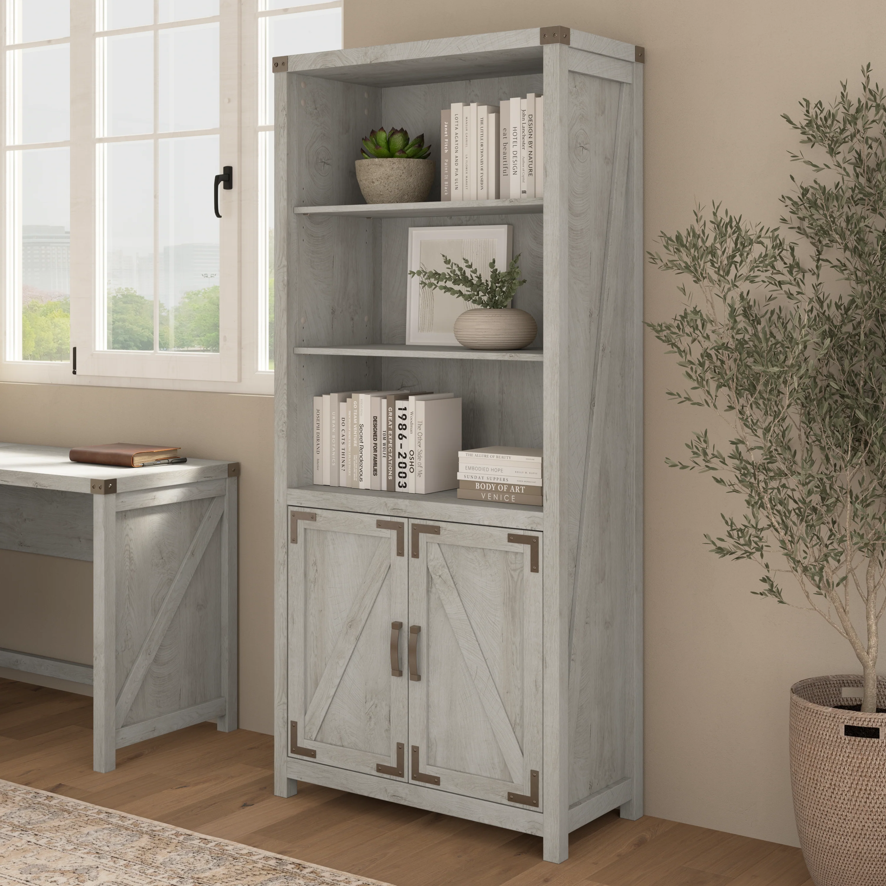 Knoxville Tall 5 Shelf Bookcase with Doors