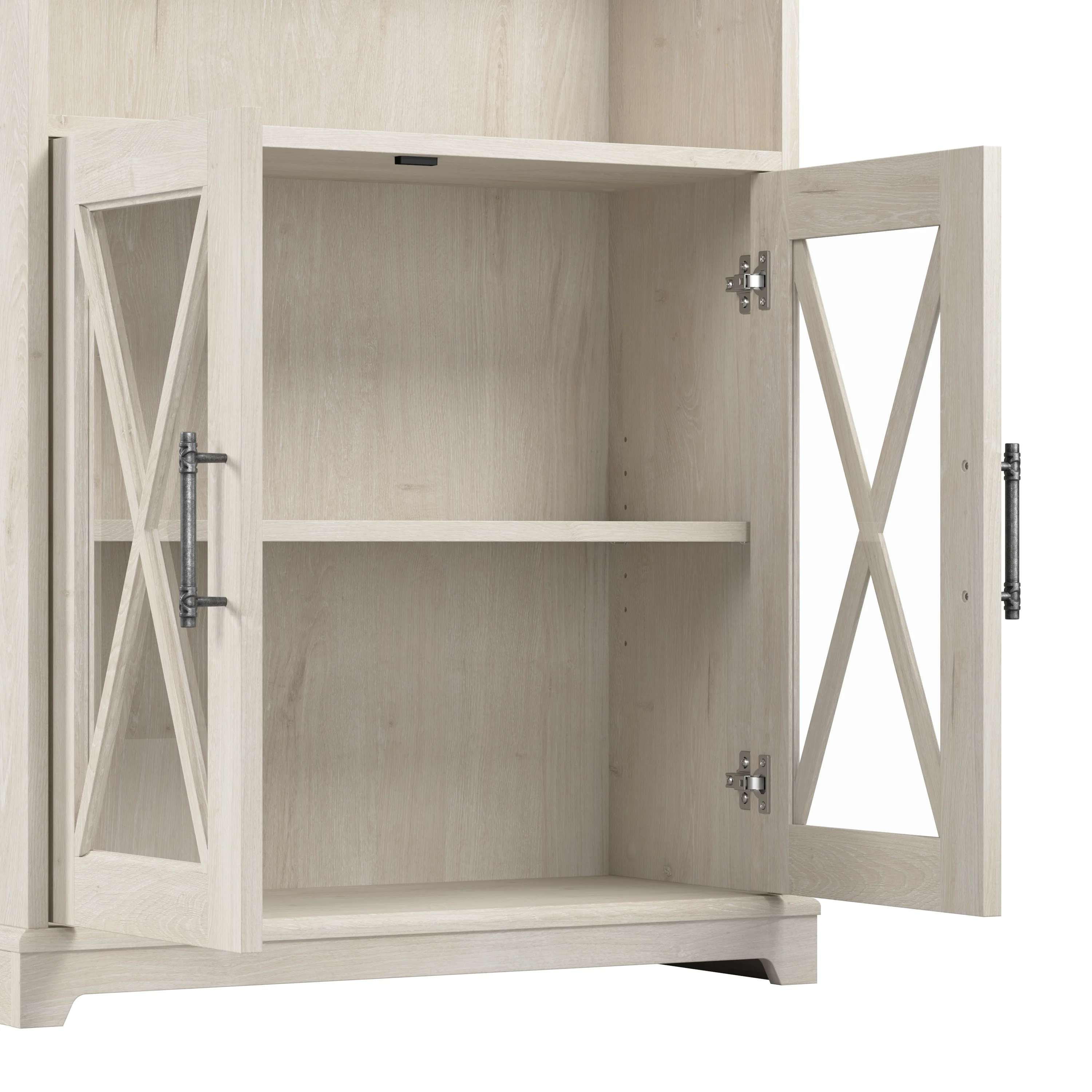 Lennox Farmhouse 5 Shelf Bookcase with Glass Doors