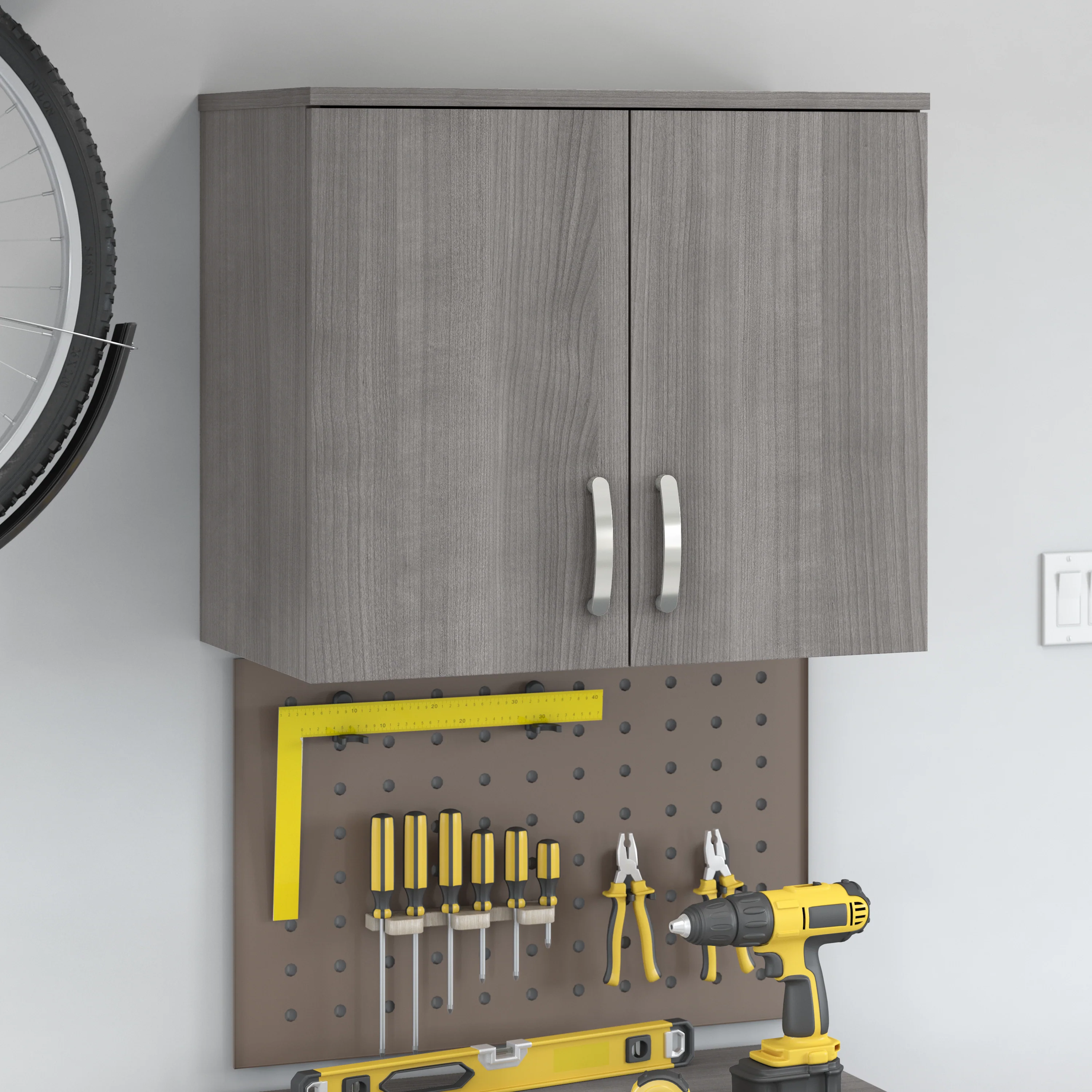 Universal Garage Wall Cabinet with Doors and Shelves