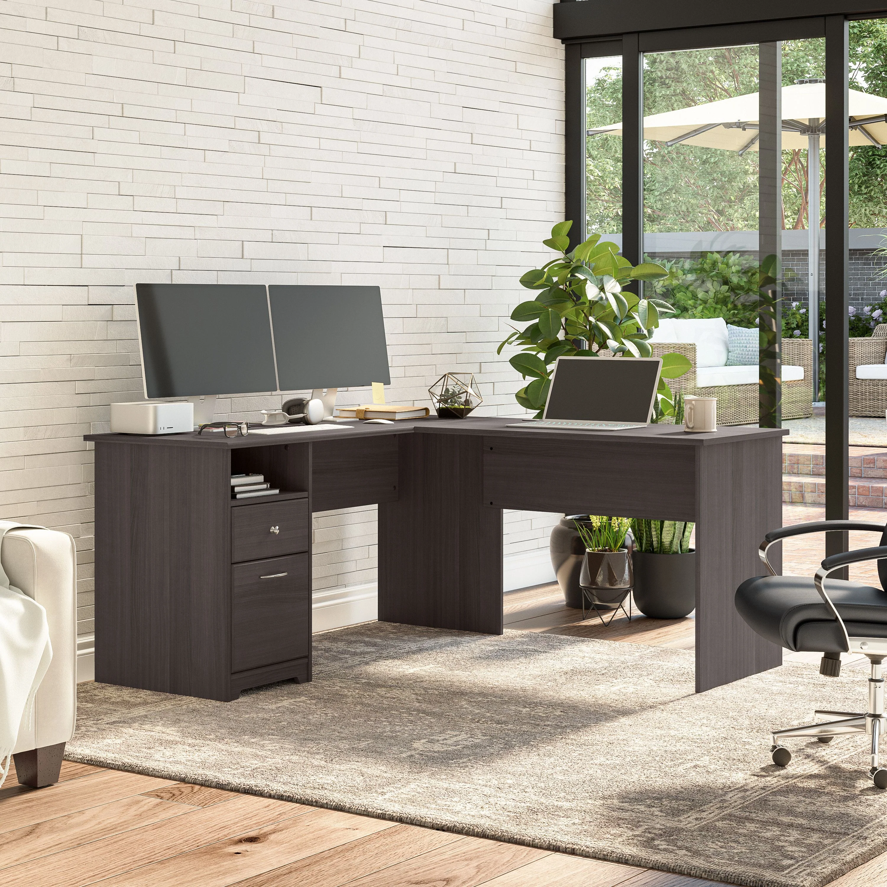 Cabot 60W L Shaped Computer Desk with Drawers