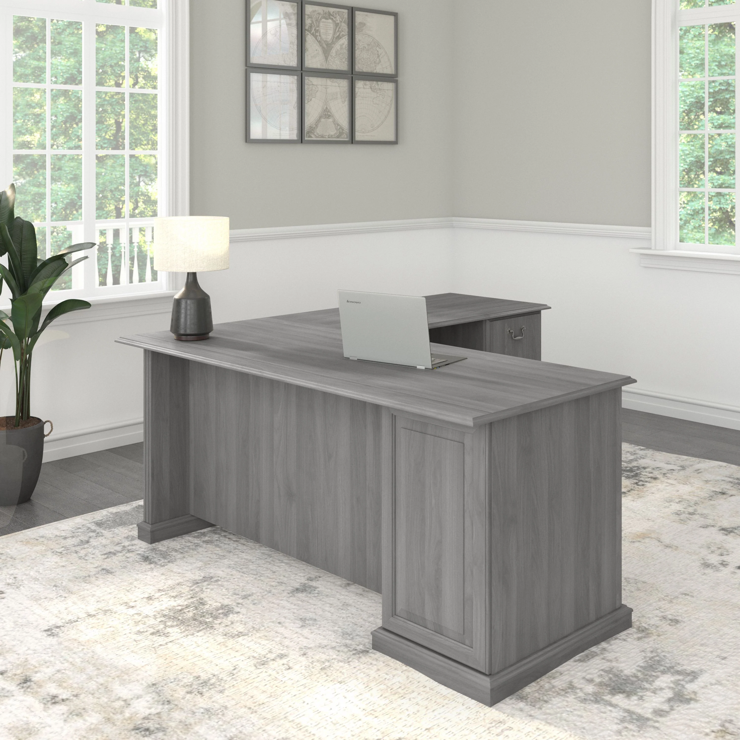 Saratoga L Shaped Computer Desk with Drawers