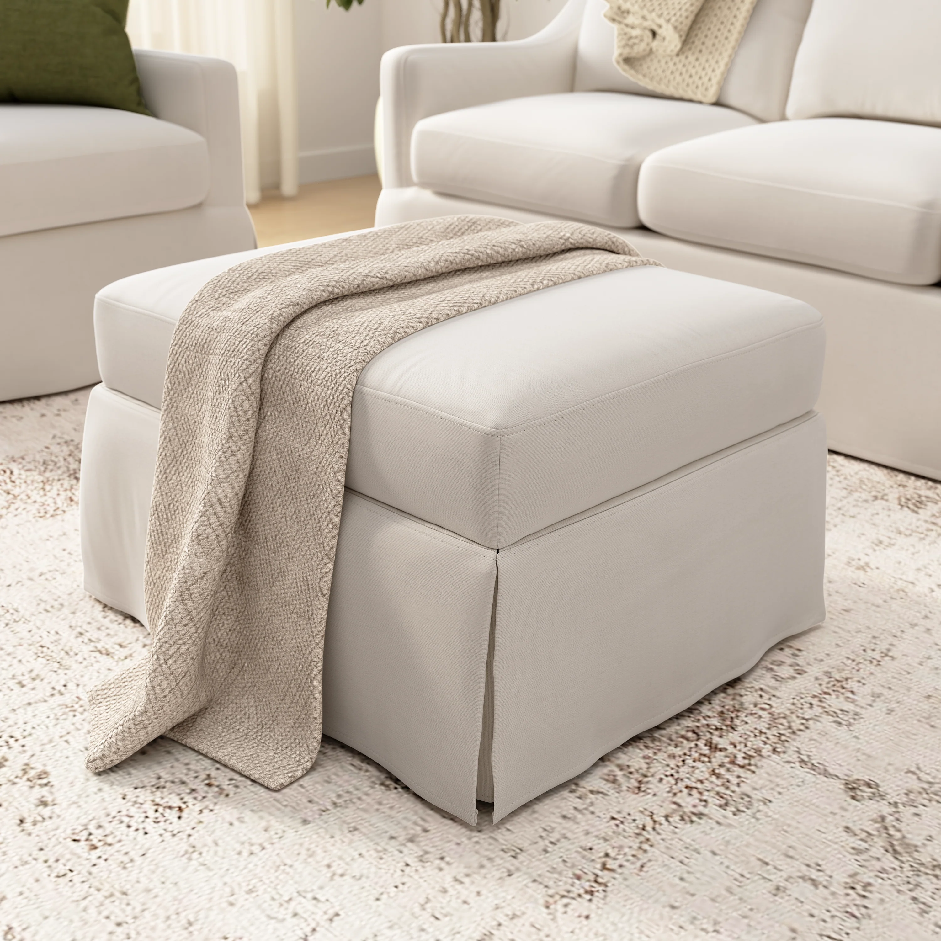 Bush Home Harper Storage Ottoman with Tray and Slipcover