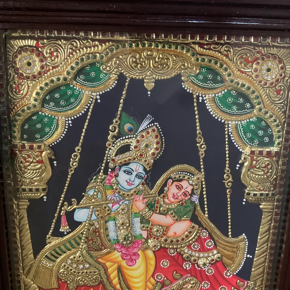 Radha Krishna 3D Tanjore Painting - Traditional Wall Art