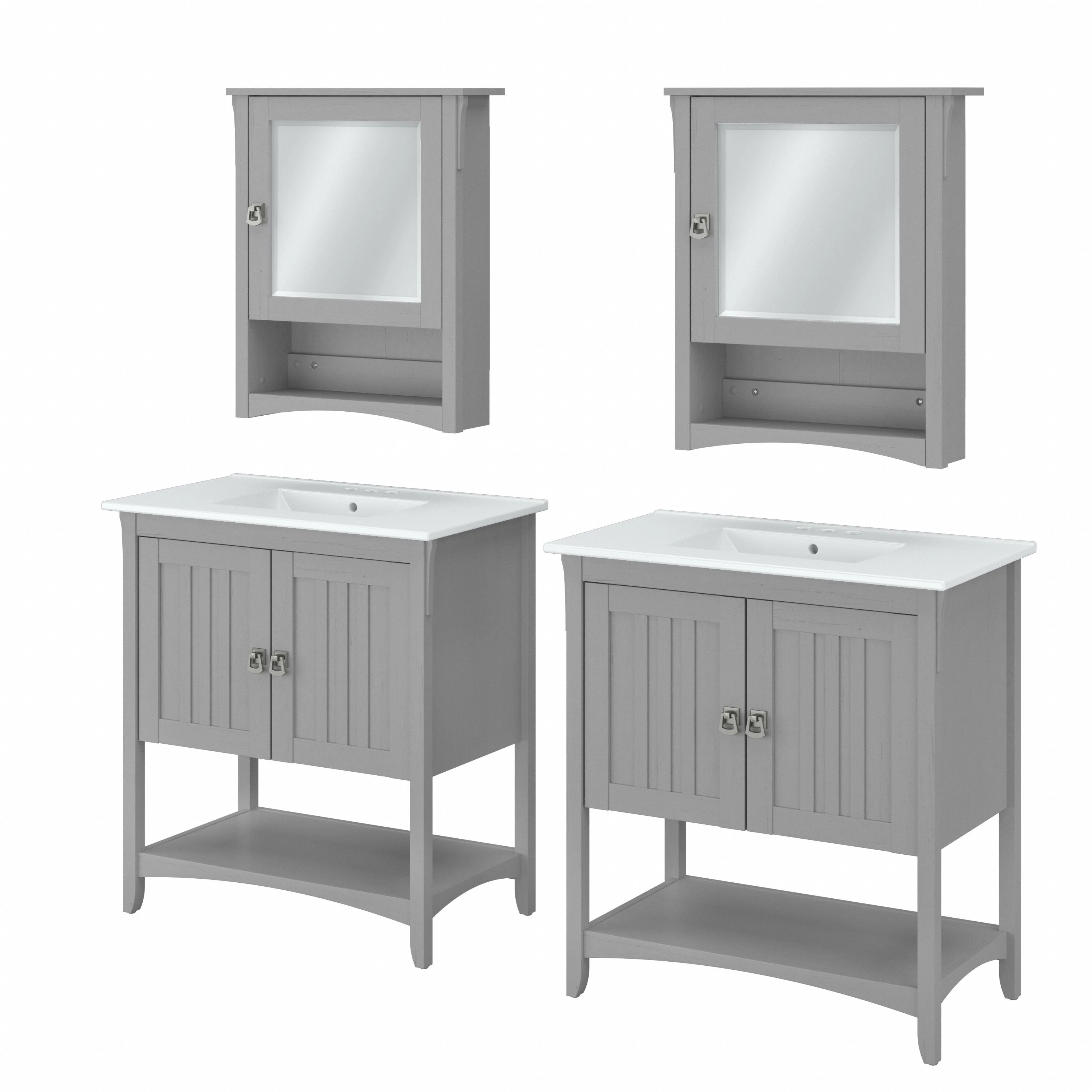 Salinas 64W Double Vanity Set with Sinks and Medicine Cabinets