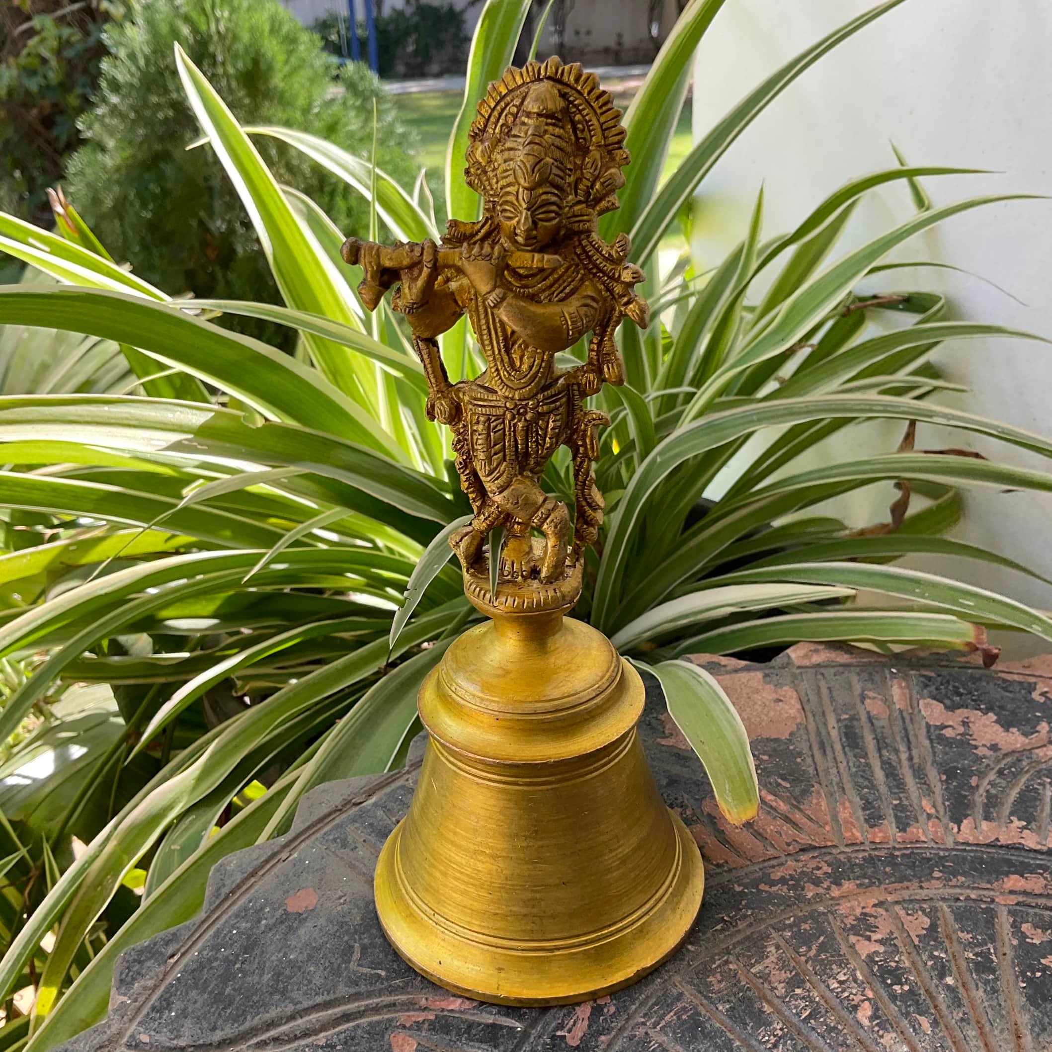 Lord Krishna Brass bell For Pooja