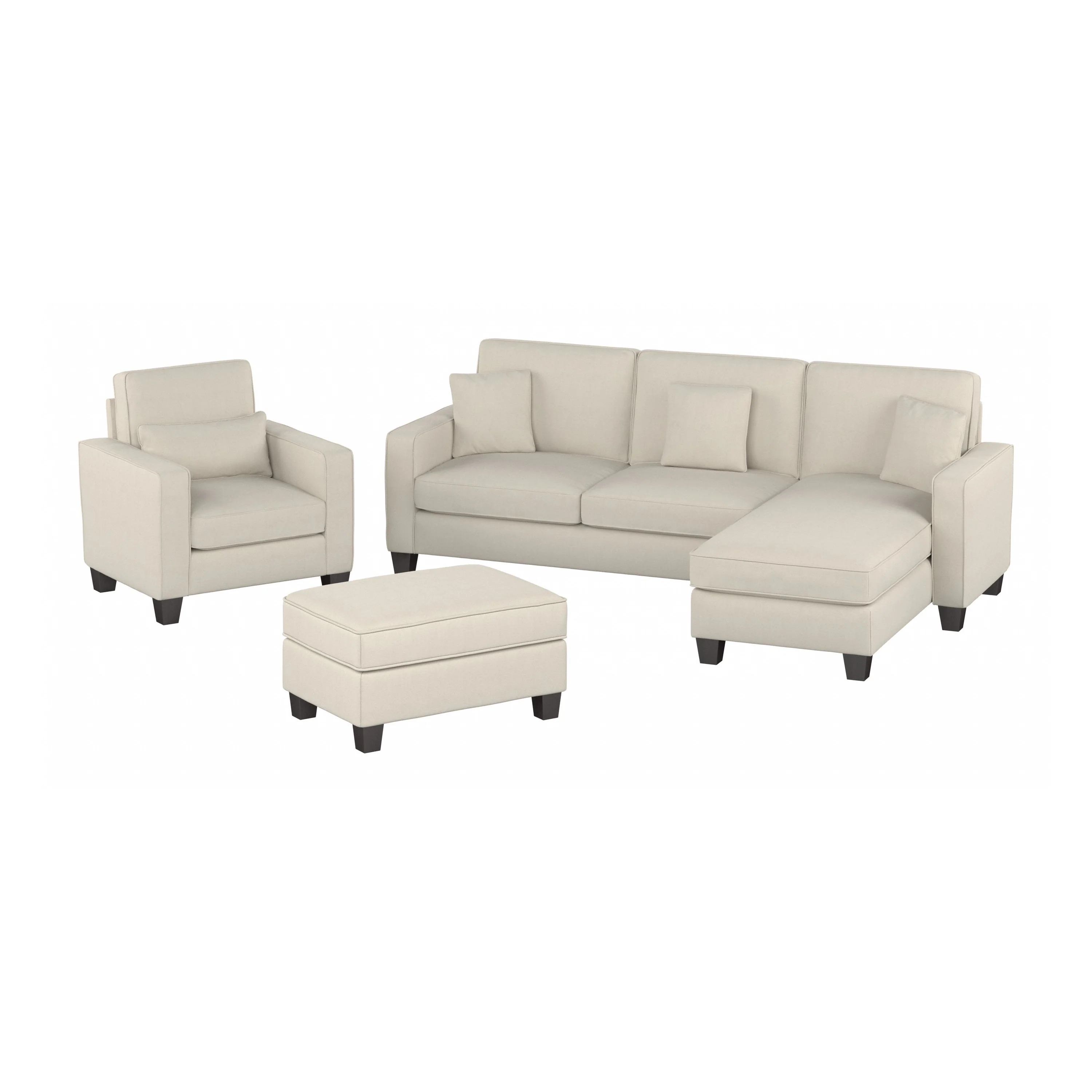 Stockton 102W Sectional Couch with Reversible Chaise Lounge, Accent Chair, and Ottoman