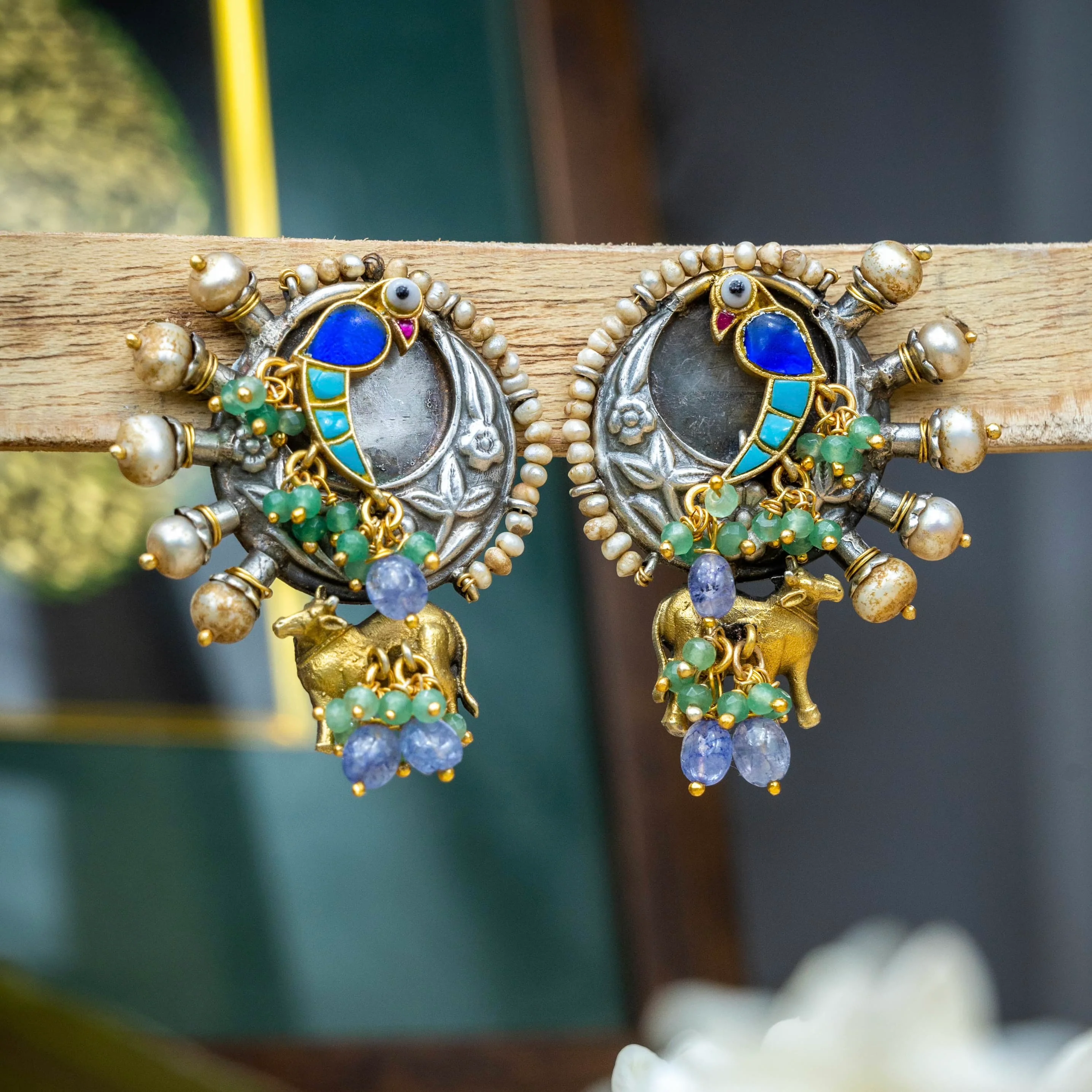 Heavenly Harmony Parrot Nandi Earrings