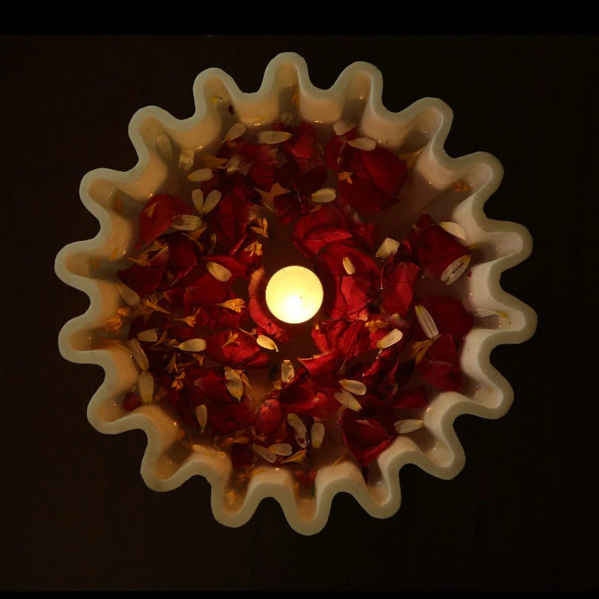 Decorative Marble Urli Bowl - Flower Home Decor