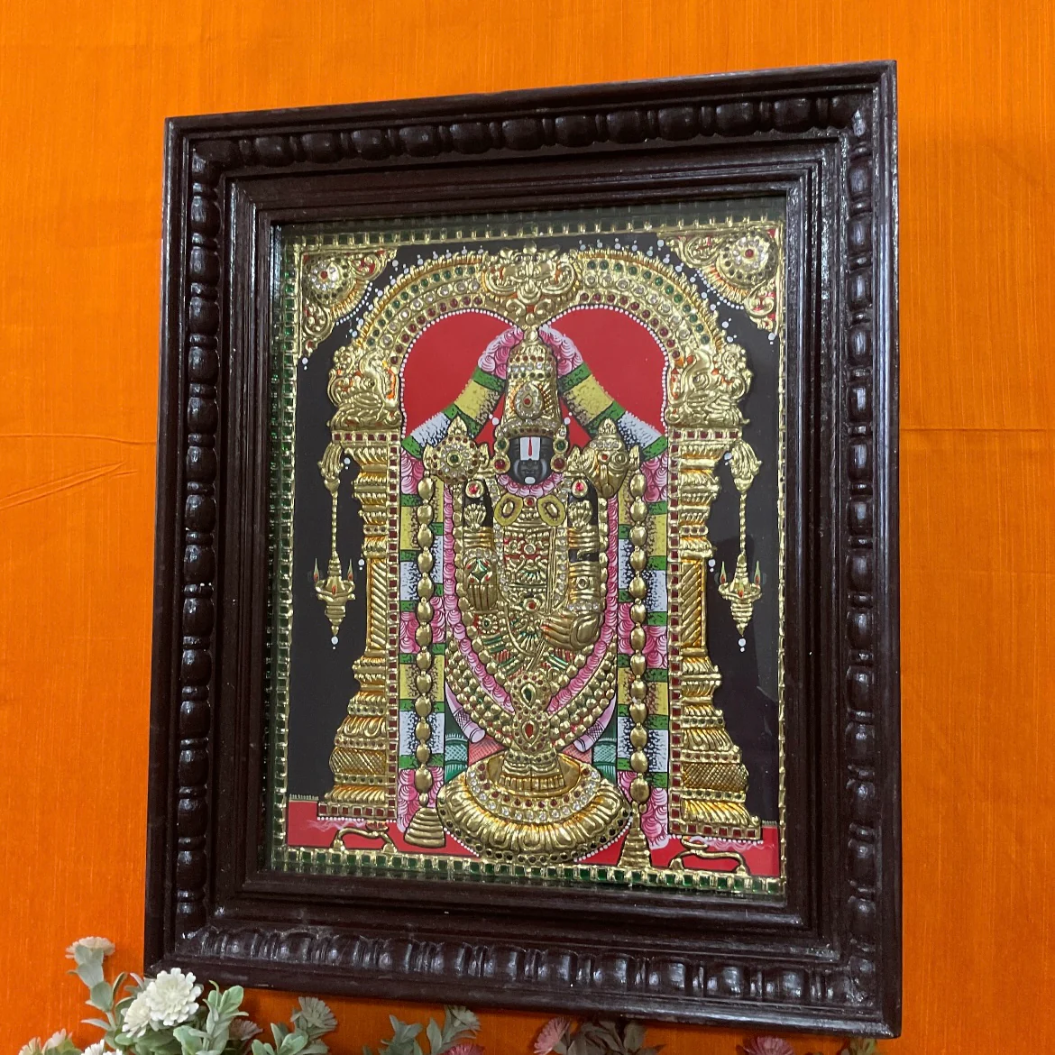 Lord Tirupati Balaji - Venkateshwara 3D Tanjore Painting - Tradtional Wall Art