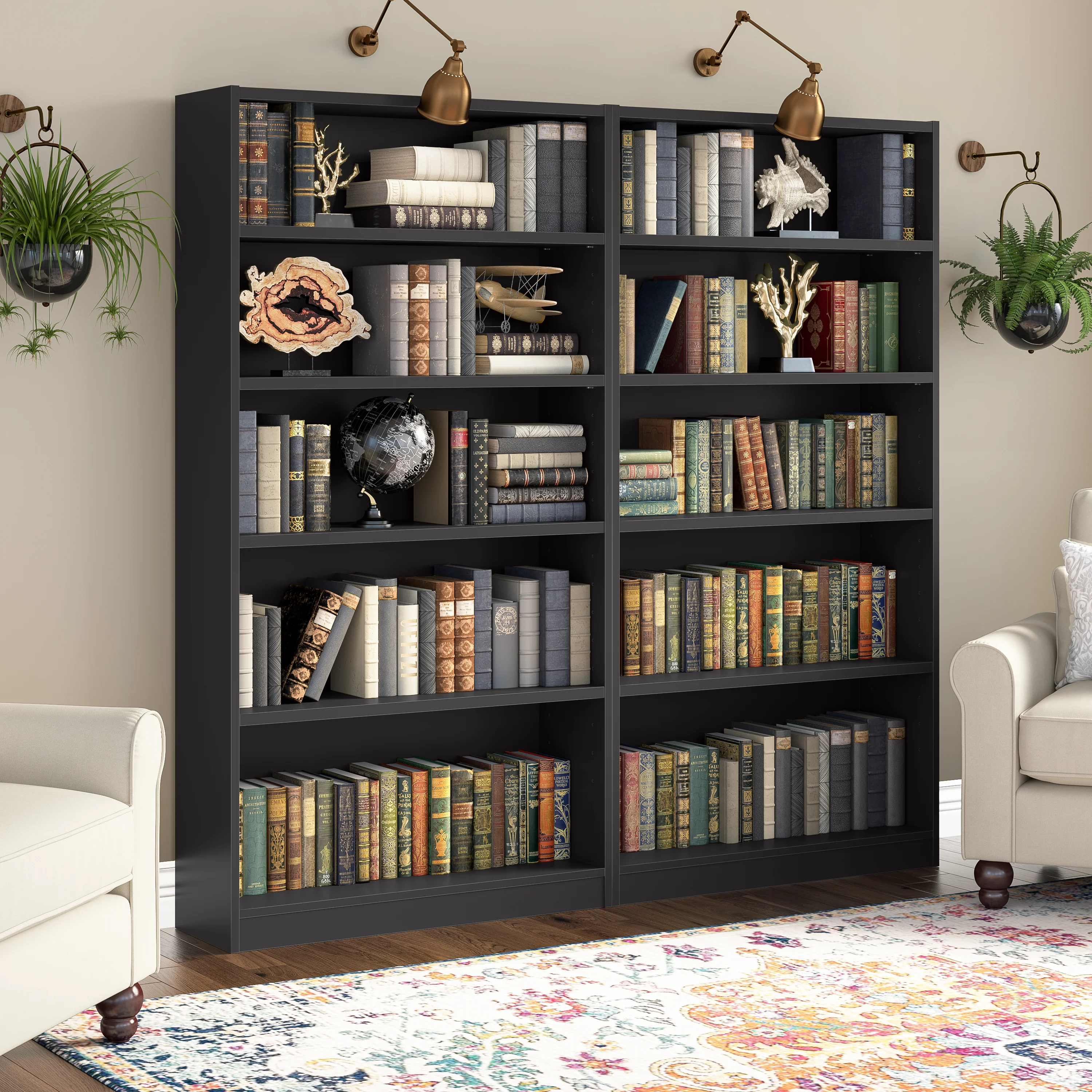 Universal Tall 5 Shelf Bookcase