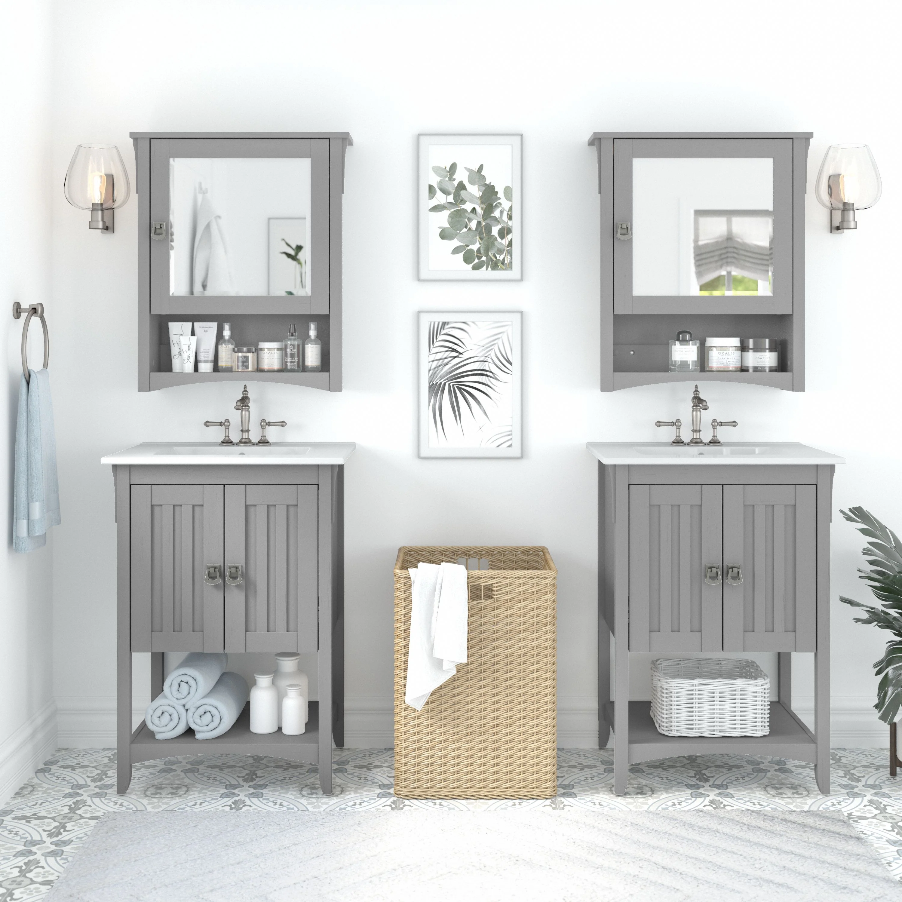 Salinas 48W Double Vanity Set with Sinks and Medicine Cabinets