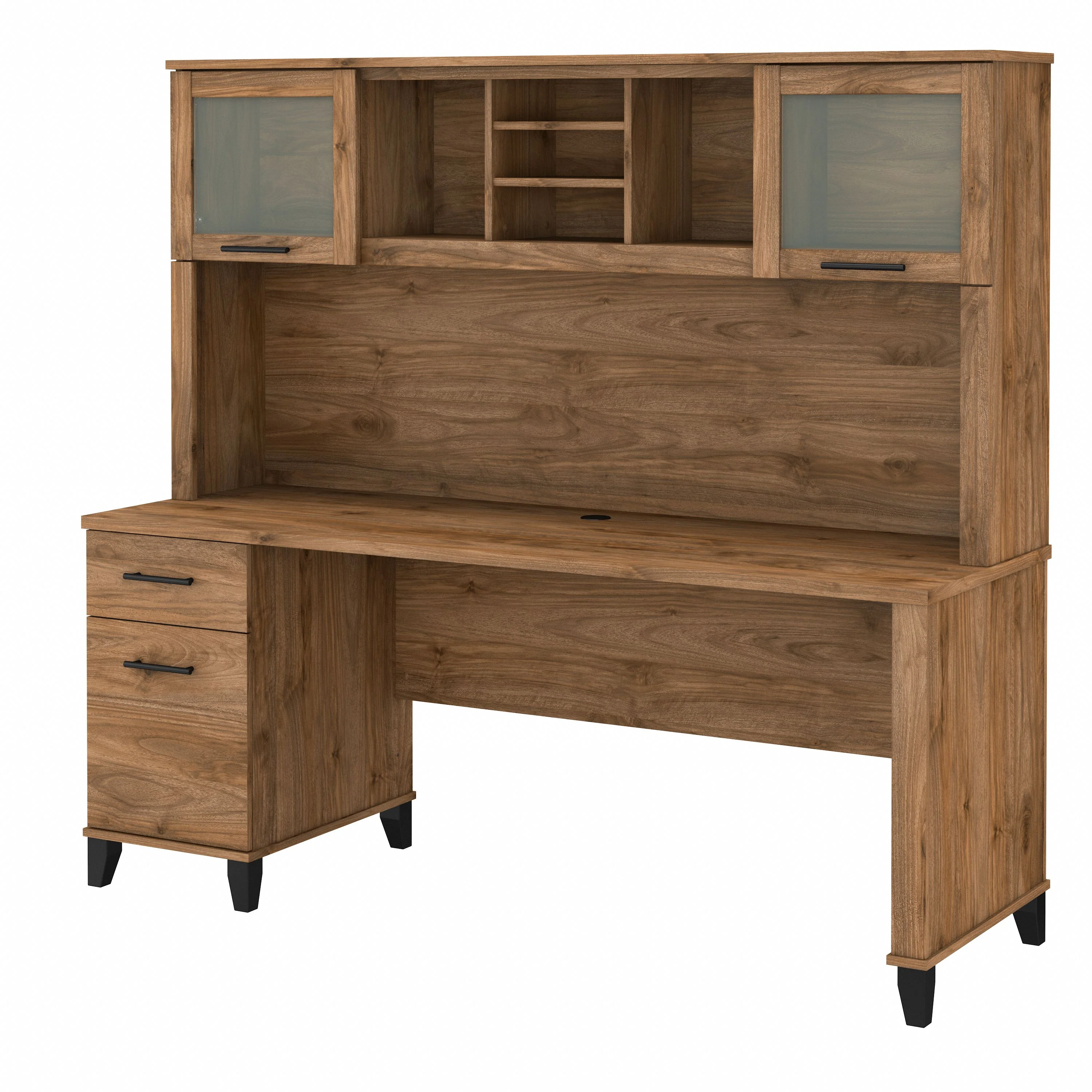 Somerset 72W Office Desk with Drawers and Hutch