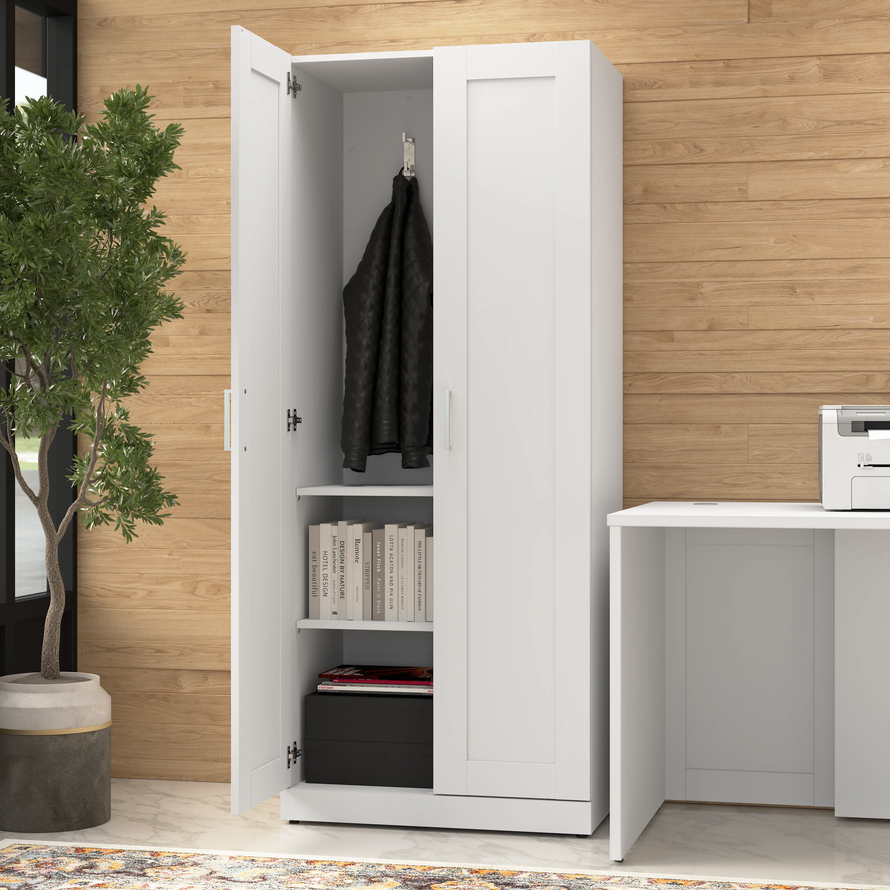 Hampton Heights 30W Tall Storage Cabinet with Doors and Shelves