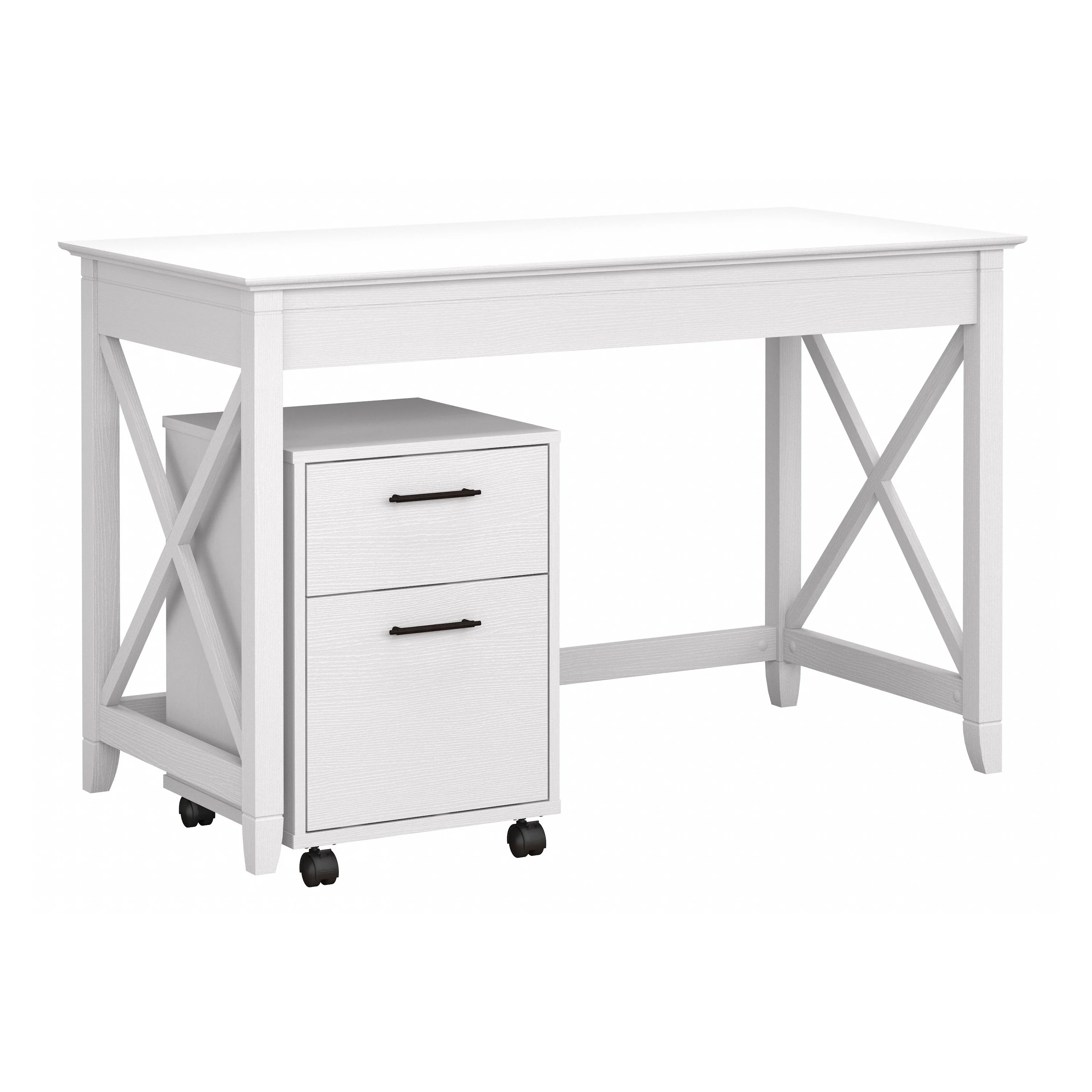 48W Writing Desk with 2 Drawer Mobile File Cabinet