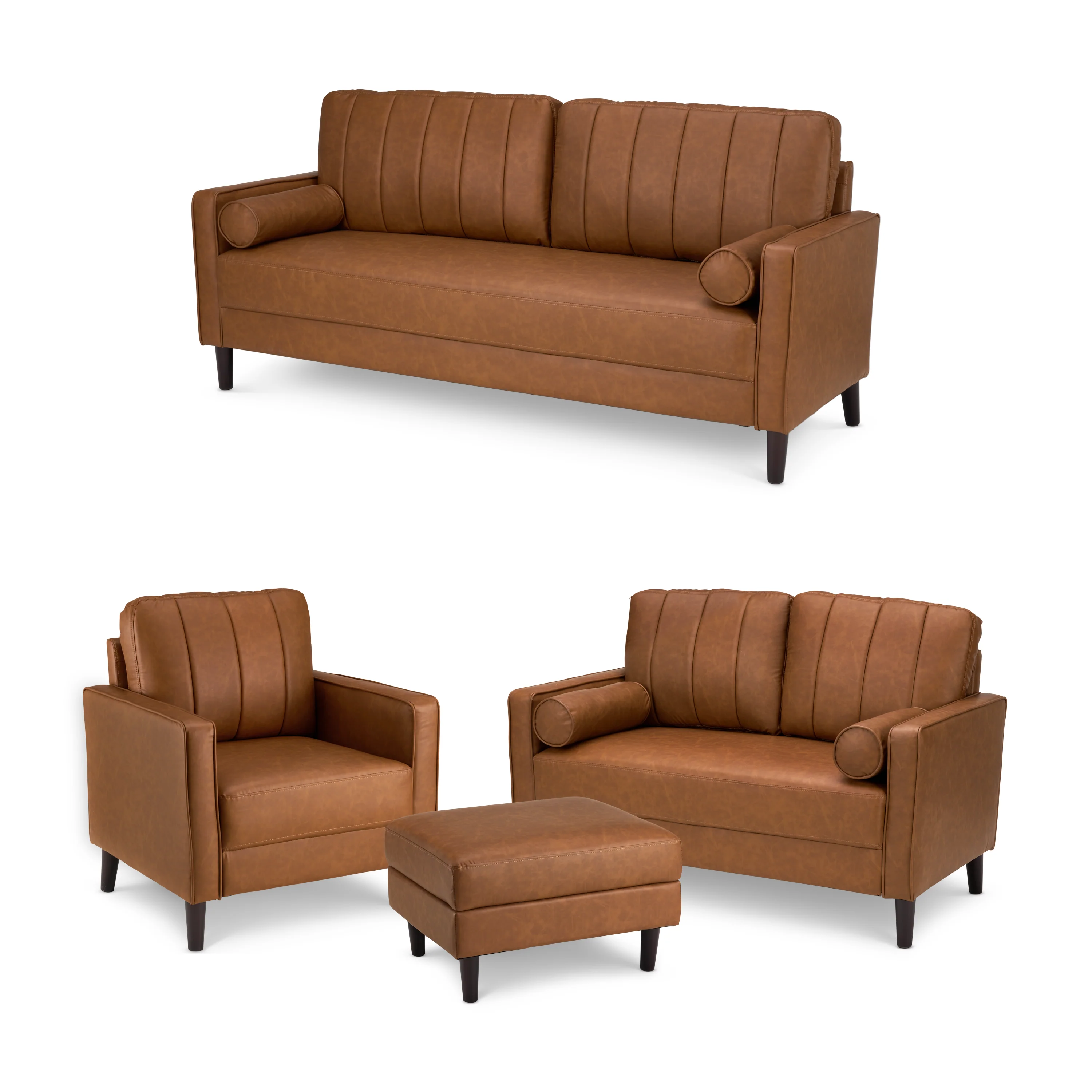 Bush Home Max 77W Sofa, 54W Loveseat, 32W Accent Chair, and Storage Ottoman