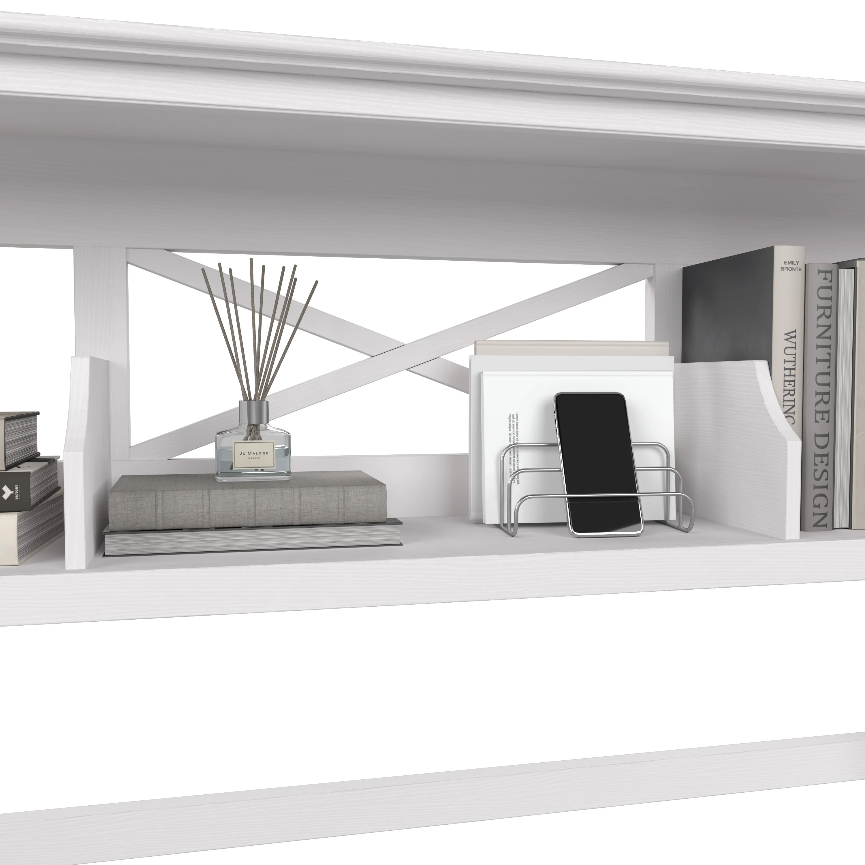 48W Small Computer Desk with Hutch, Bookcase and Lateral File Cabinet