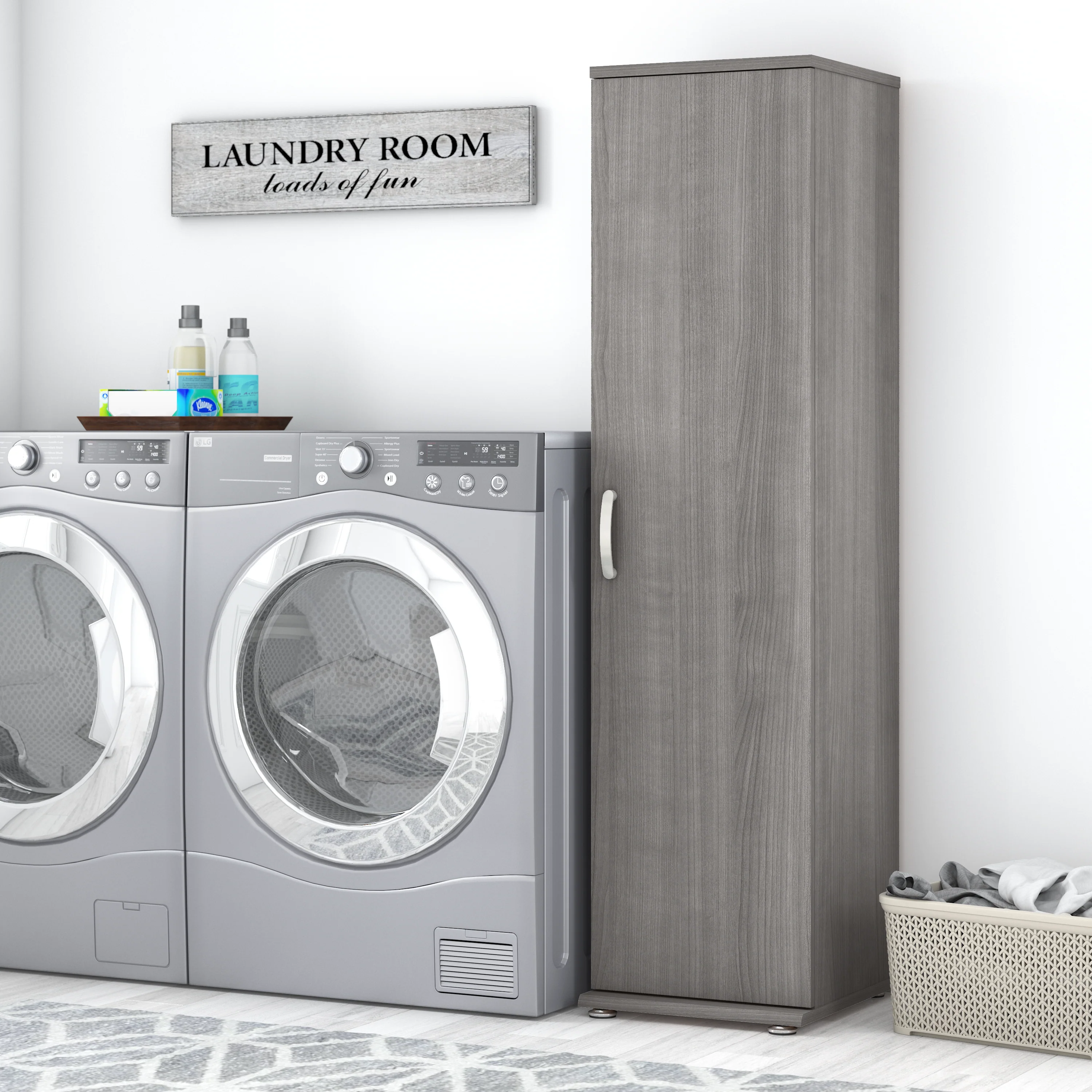 Universal Narrow Linen Tower with Door and Shelves