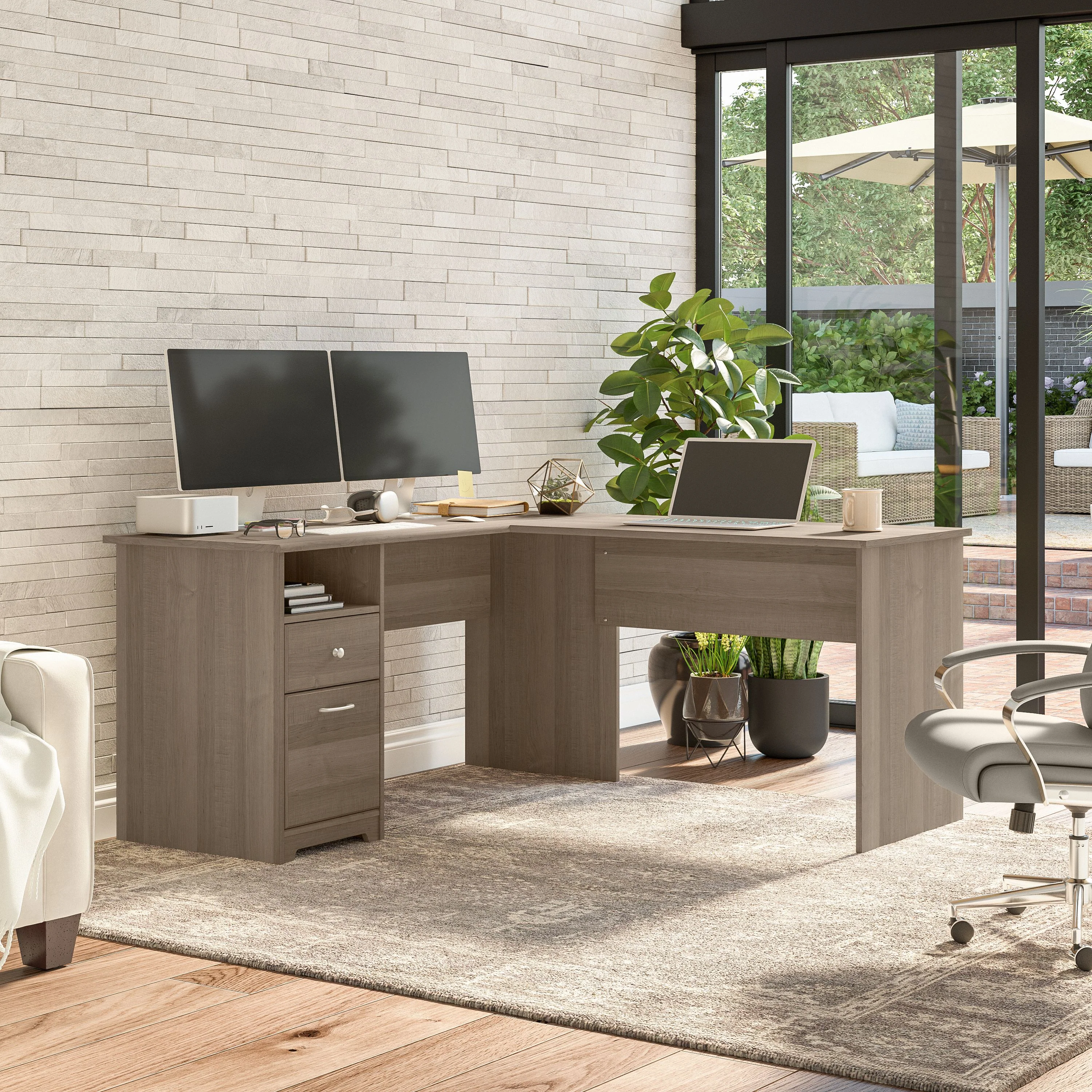 Cabot 60W L Shaped Computer Desk with Drawers