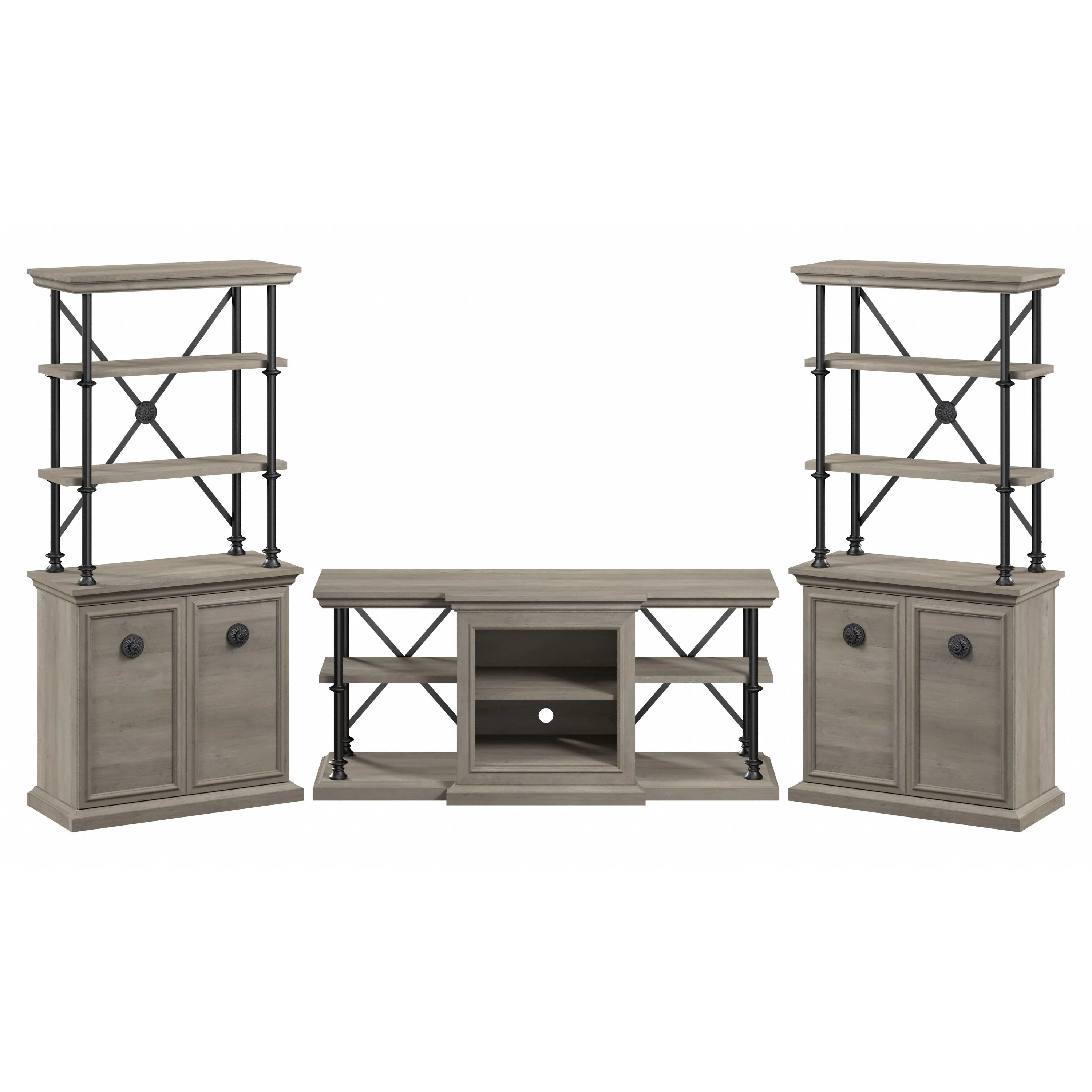Coliseum Living Room Set with 60W TV Stand and Two Bookcases with Doors