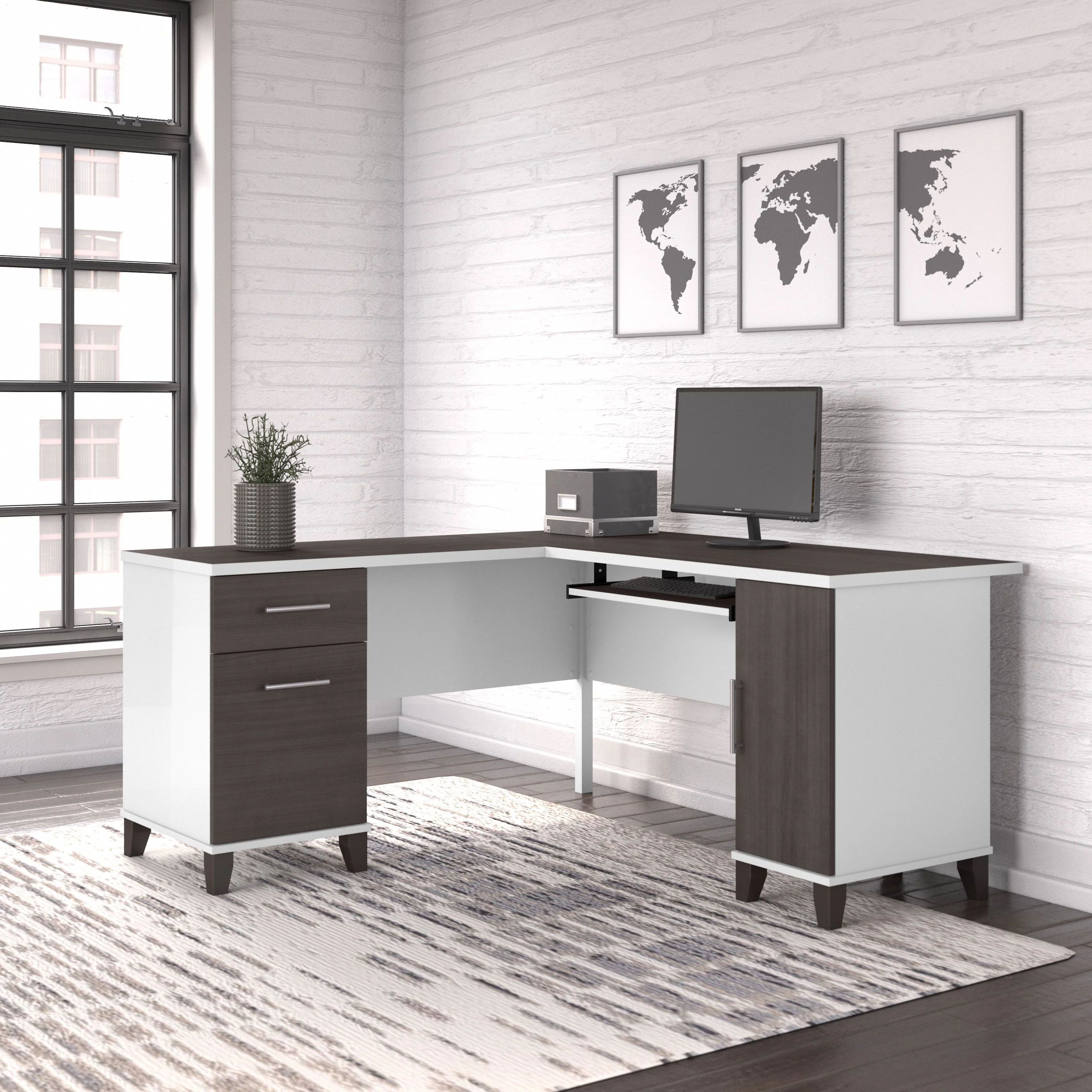 Somerset 60W L Shaped Desk with Storage