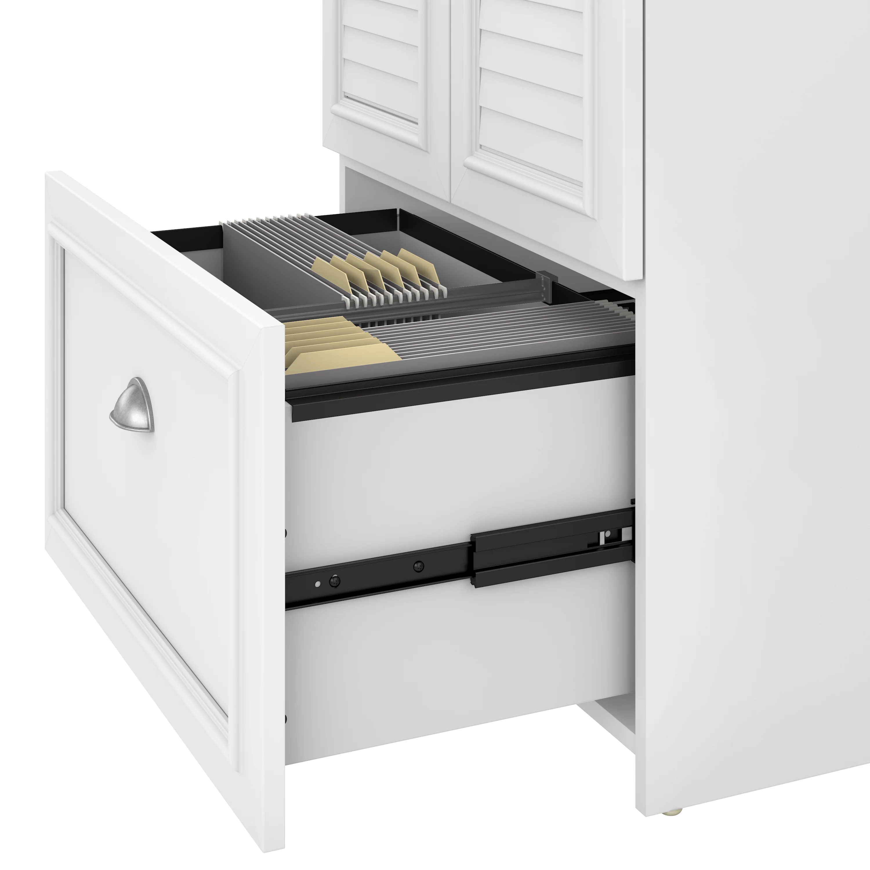 Fairview 60W L Shaped Desk and 2 Door Storage Cabinet with File Drawer