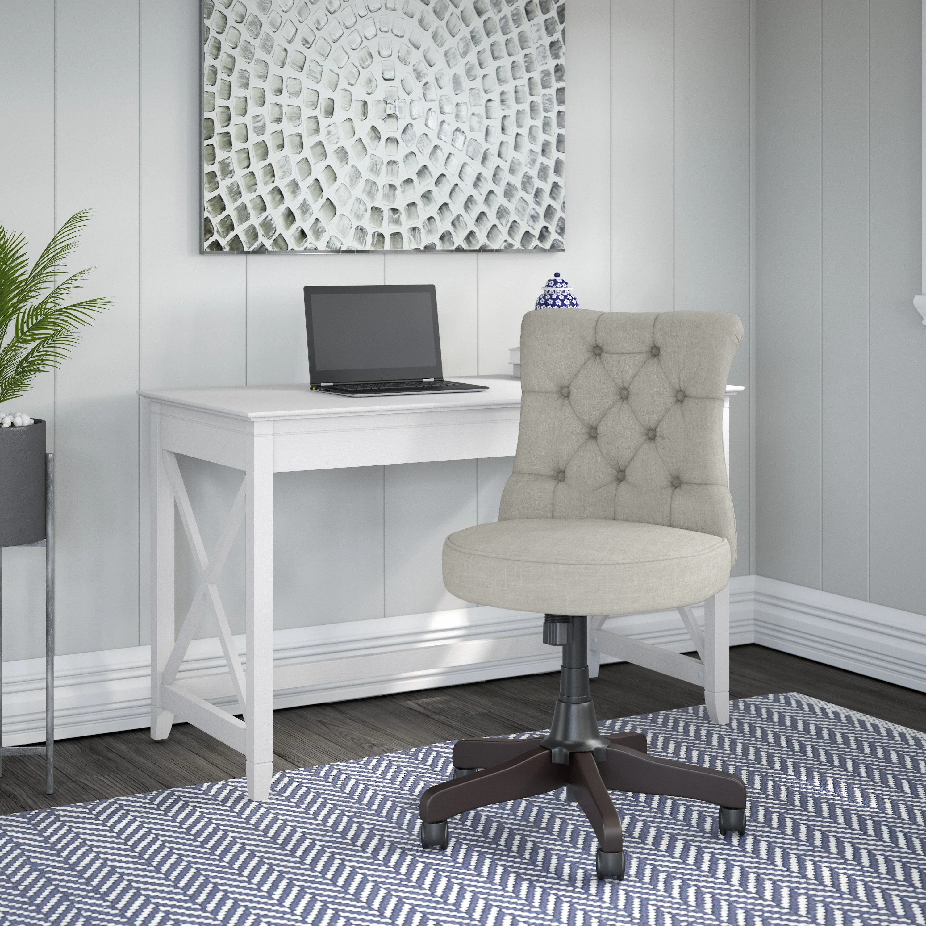 Key West 48W Writing Desk with Mid Back Tufted Office Chair
