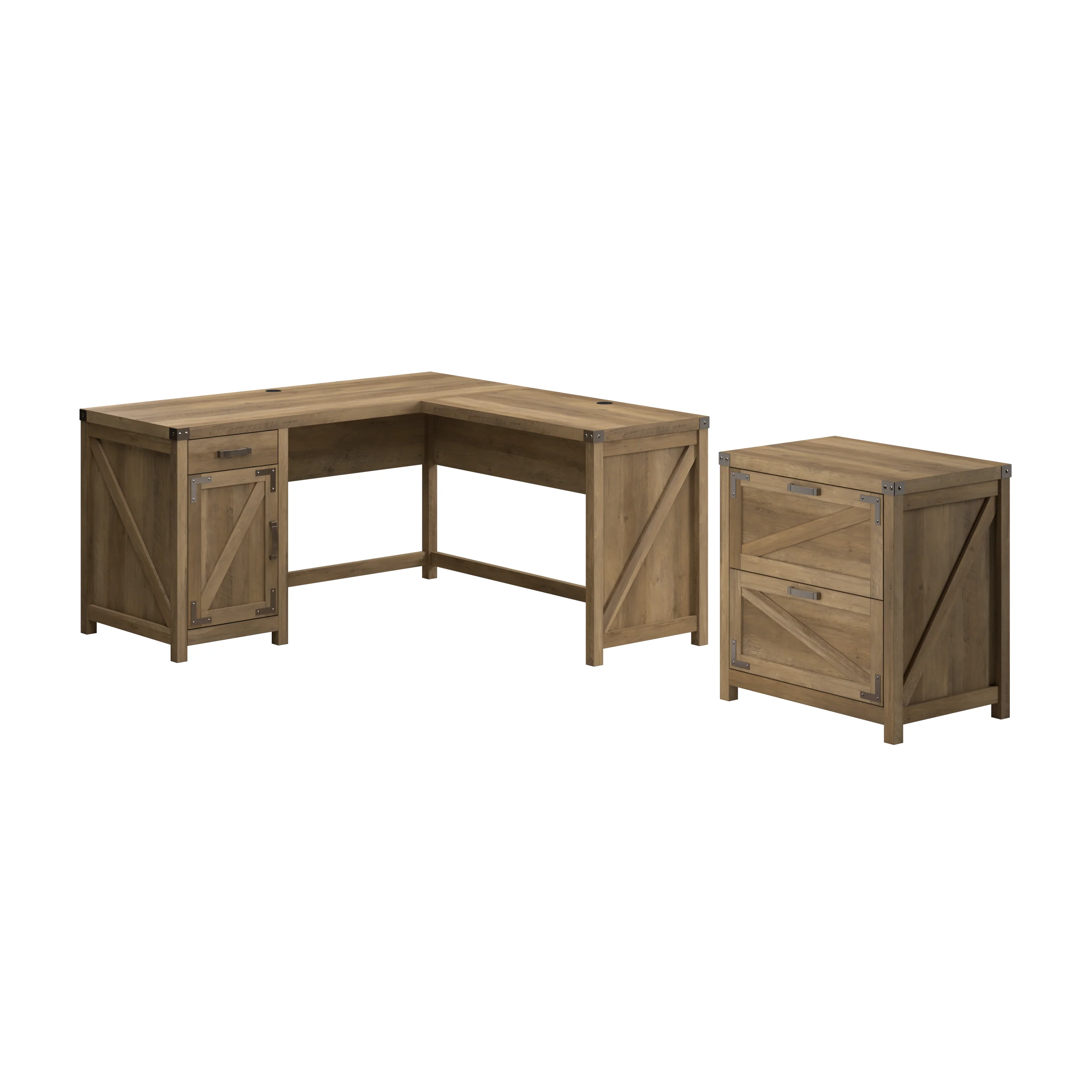 Knoxville 60W L Shaped Desk with 2 Drawer Lateral File Cabinet