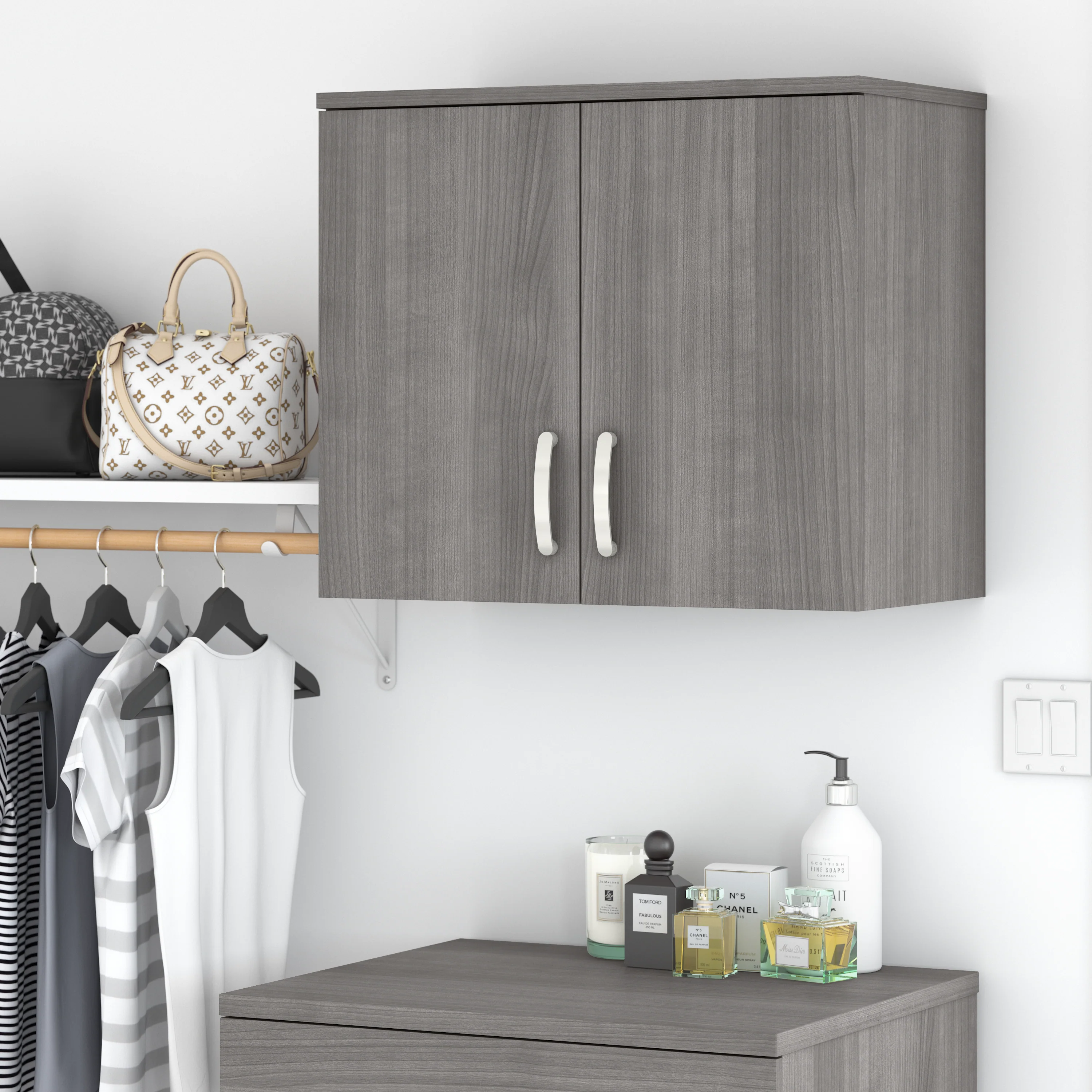 Universal Closet Wall Cabinet with Doors and Shelves