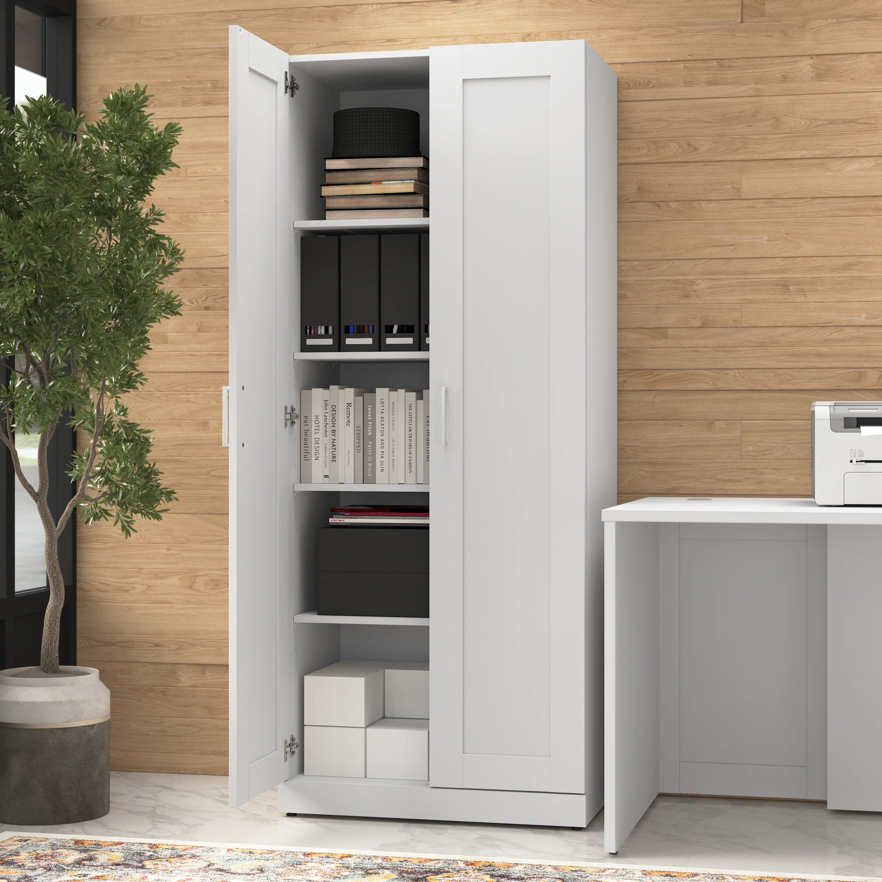Hampton Heights 30W Tall Storage Cabinet with Doors and Shelves