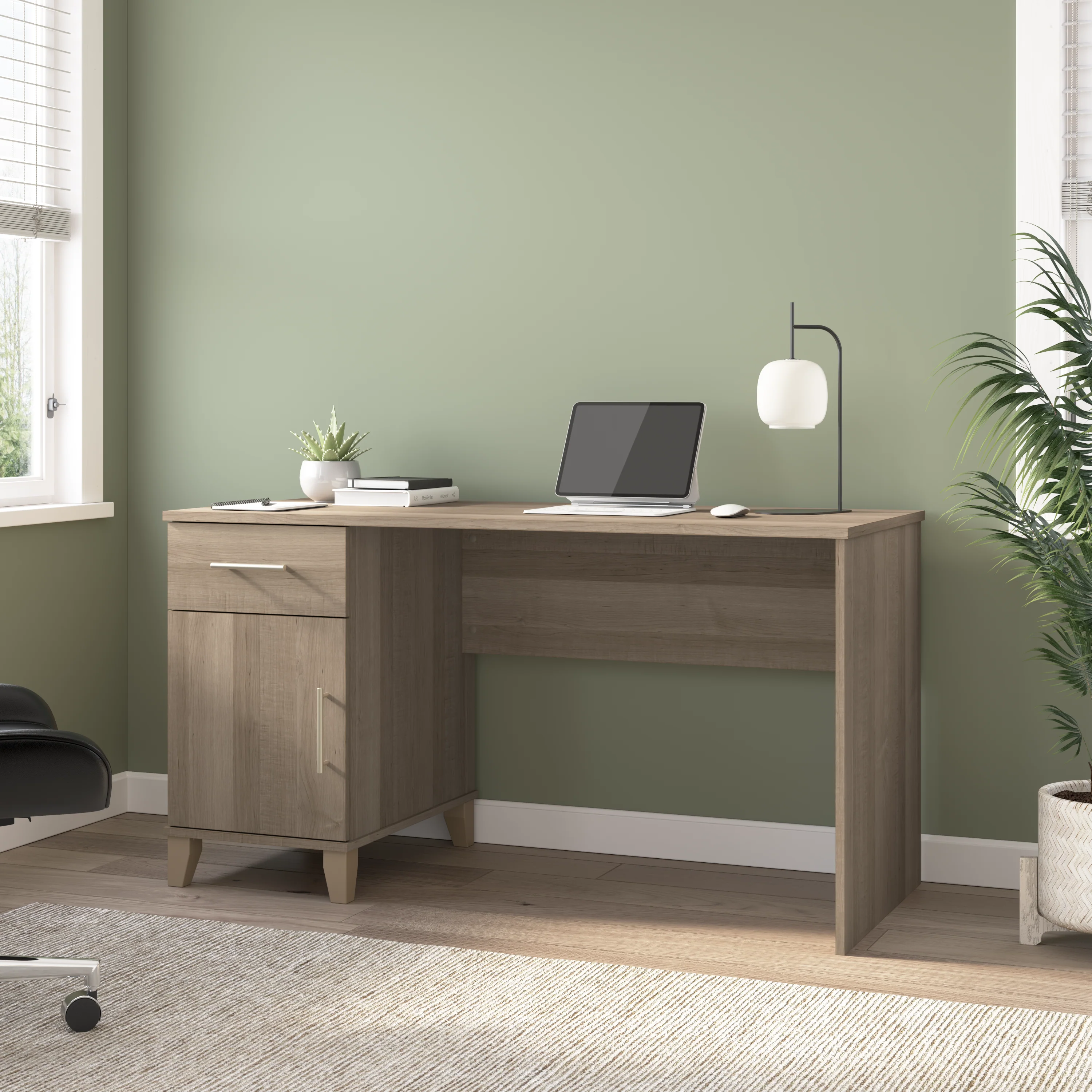 Somerset 54W Office Desk with Drawer and Storage Cabinet