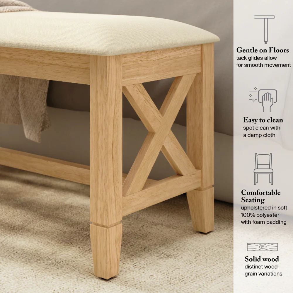 Bush Home Key West 44W Upholstered Bedroom Bench