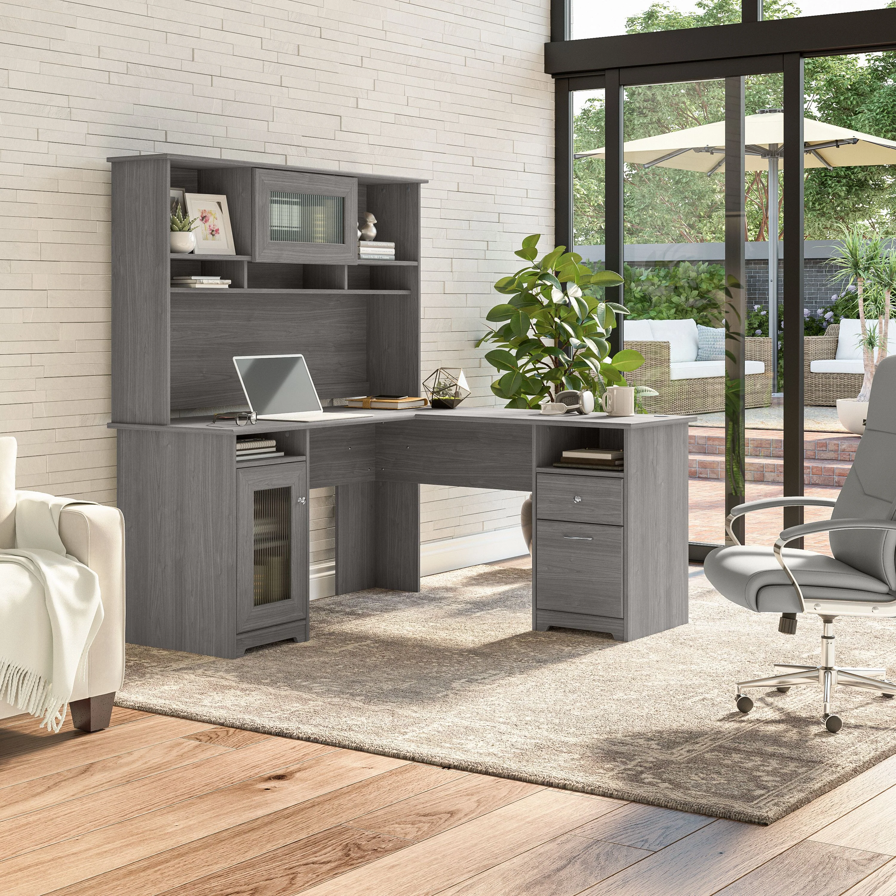 Cabot 60W L Shaped Computer Desk with Hutch and Storage