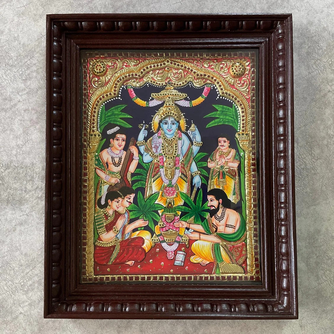 21 Inches X 17 Inches Satyanarayan Tanjore Painting - Tradtional Wall Art