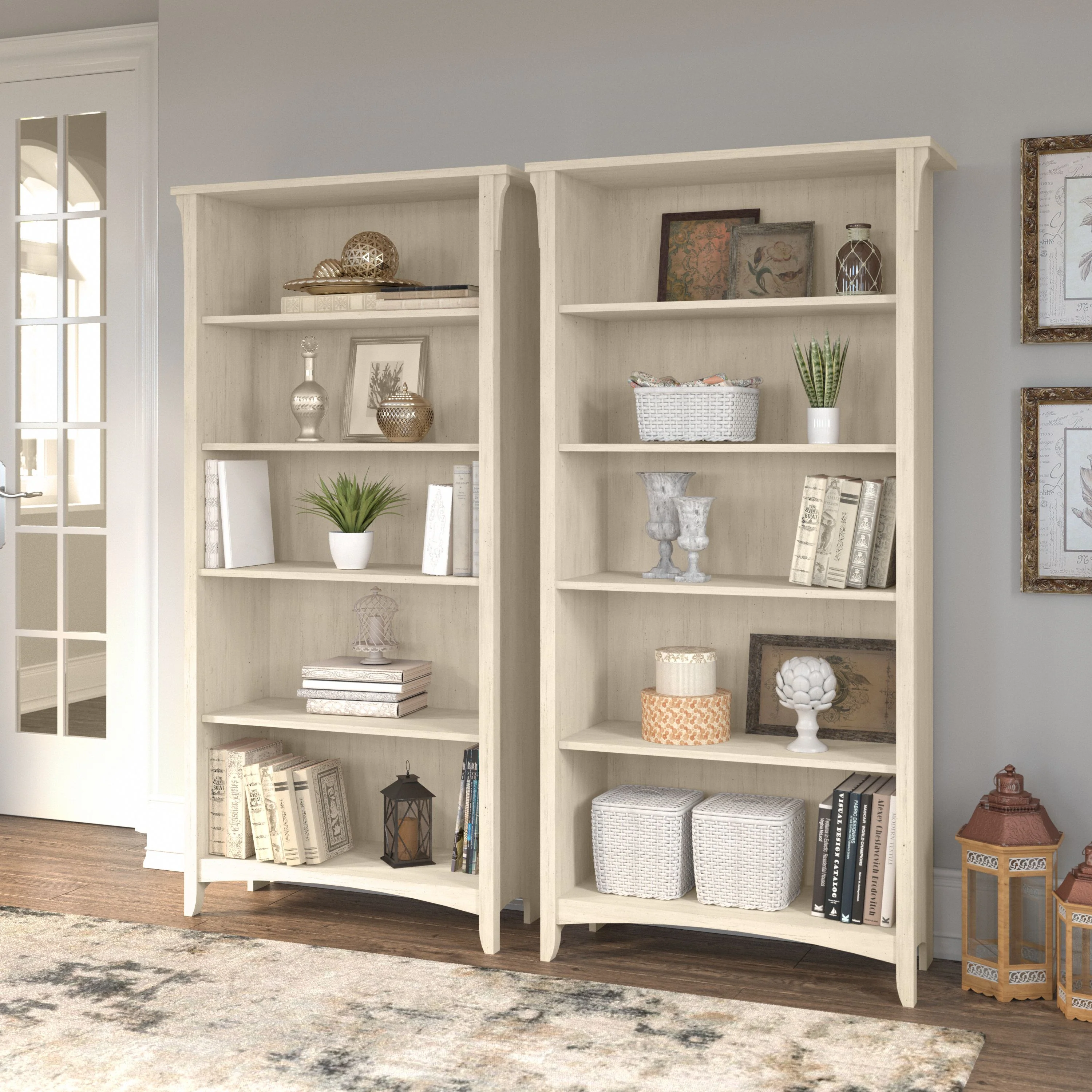 Salinas Tall 5 Shelf Bookcase - Set of 2