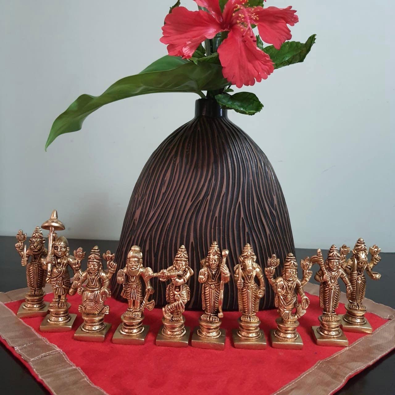 Lord Vishnu Dashavatar Brass Idols - Decorative Home Decor