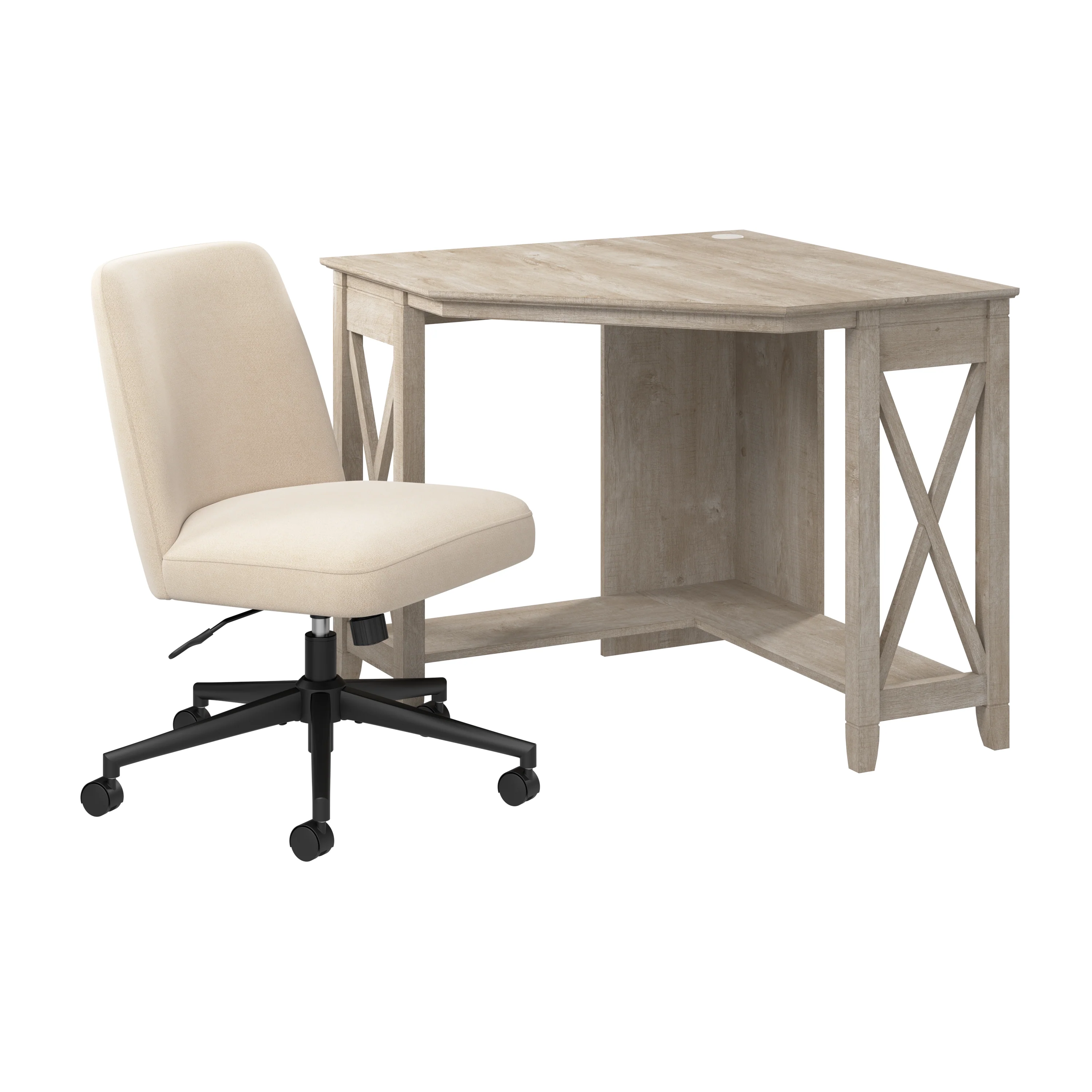 Key West 34W x 34D Small Corner Desk and Chair Set