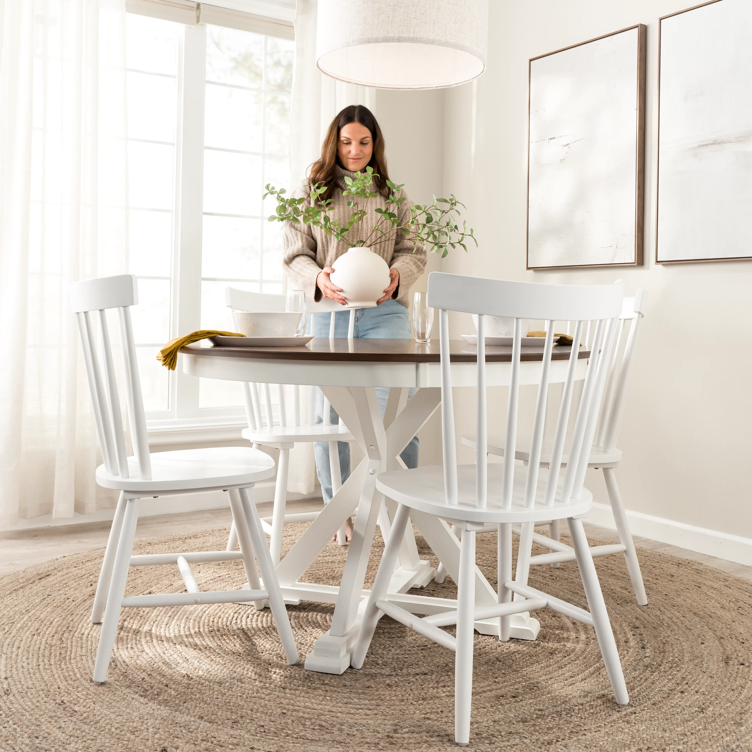 West End 45W Round Trestle Dining Table